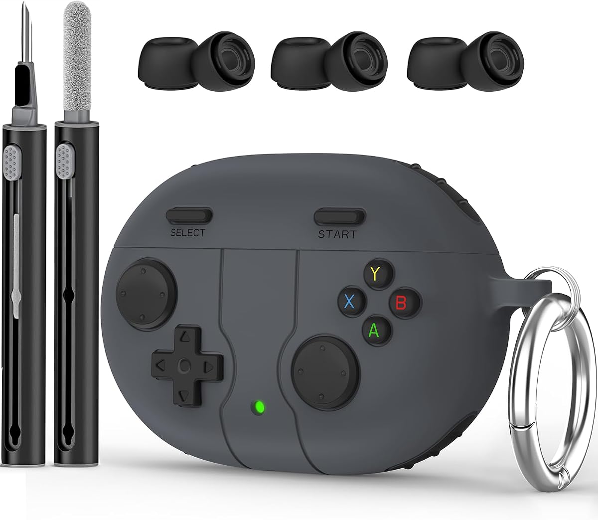 Beats Studio Buds Plus Funda, 2021/2023 Nuevos Beats Studio Buds, Auriculares inalámbricos Funda de Silicona Accesorios con Llavero, Gris Oscuro
