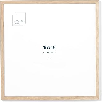 Opposite Wall - 16x16 in - Natural Solid Oak Wood Picture Frame - Lightweight, Versatile & Shatterproof - Wall Hanging Poster or Photo Frame - Wall Decor for Office, Gallery & Home