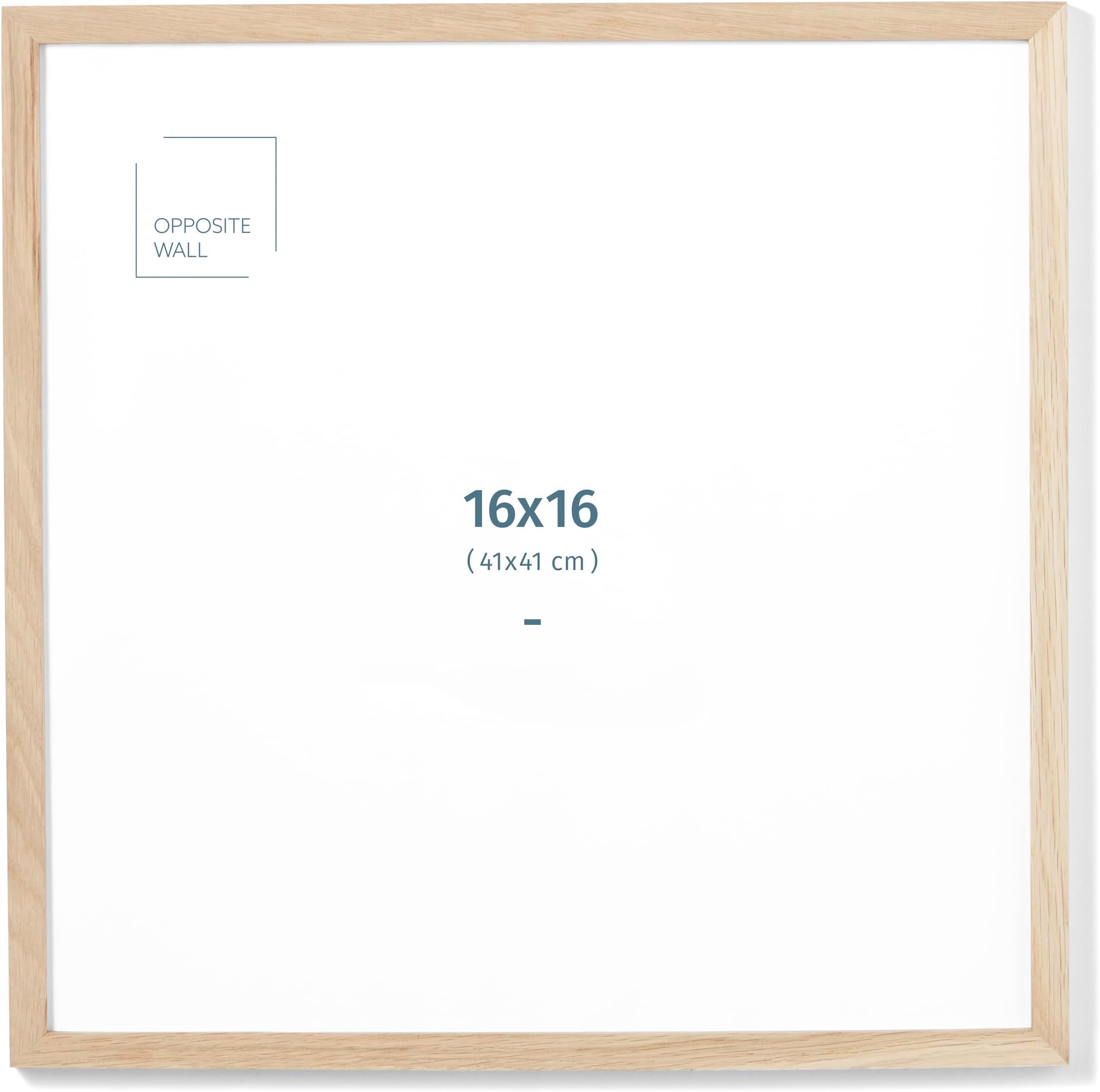 Opposite Wall - 16x16 in - Natural Solid Oak Wood Picture Frame - Lightweight, Versatile & Shatterproof - Wall Hanging Poster or Photo Frame - Wall Decor for Office, Gallery & Home