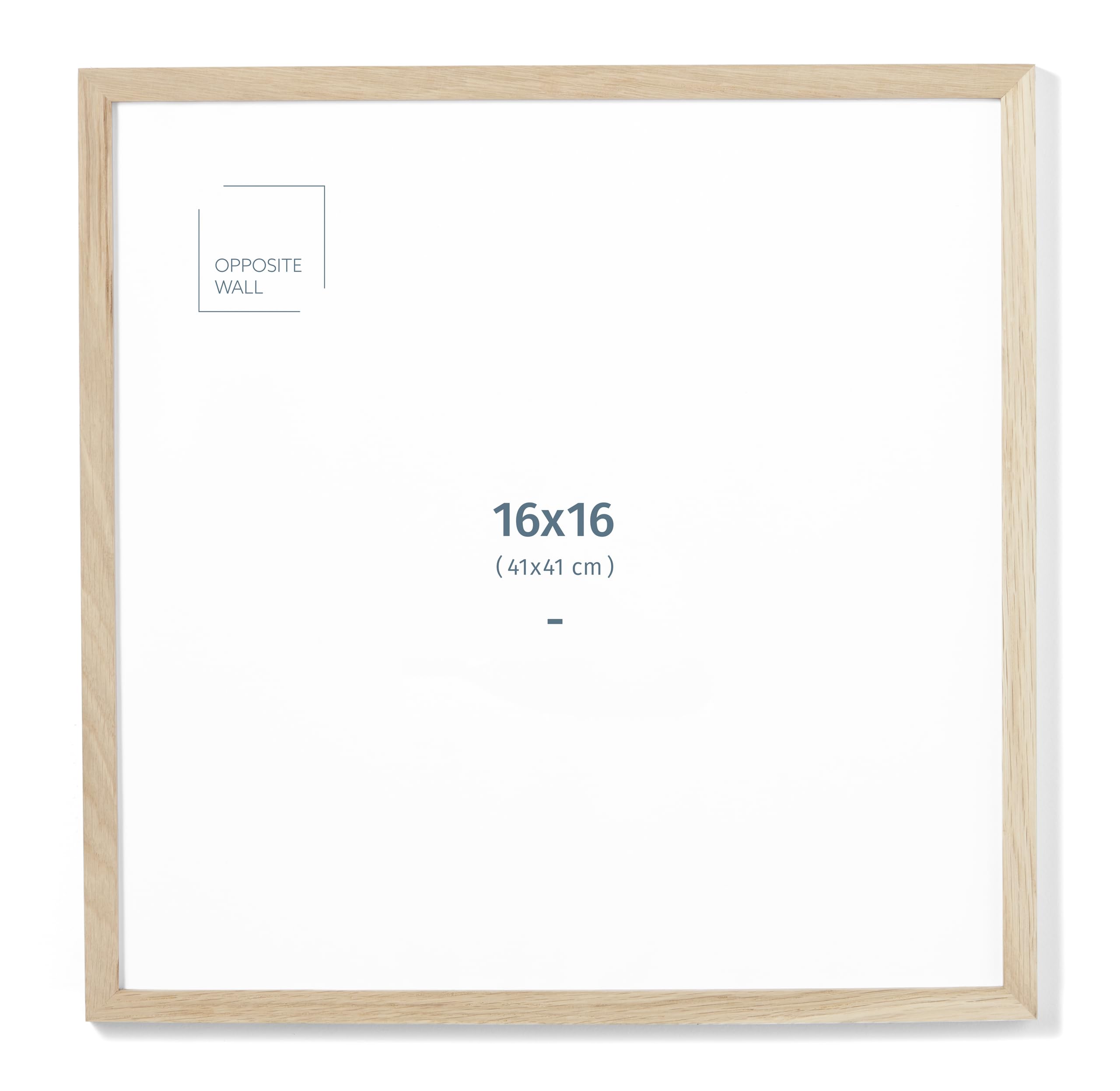 Opposite Wall - 16x16 in - Natural Solid Oak Wood Picture Frame - Lightweight, Versatile & Shatterproof - Wall Hanging Poster or Photo Frame - Wall Decor for Office, Gallery & Home