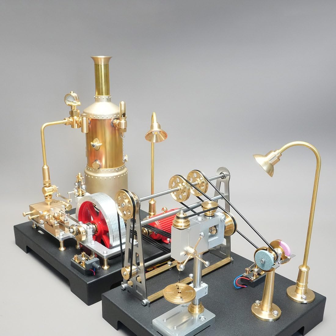 RETROL SE-03 & RETROL GF-01 Dampfmaschinen Modellbausatz, funktionsfähig, Metall-Motorenmodell zum Selbstbau, mit Messingkessel, Generator, Lampenständer und Werkstatt, Geschenk für Erwachsene zu Weih