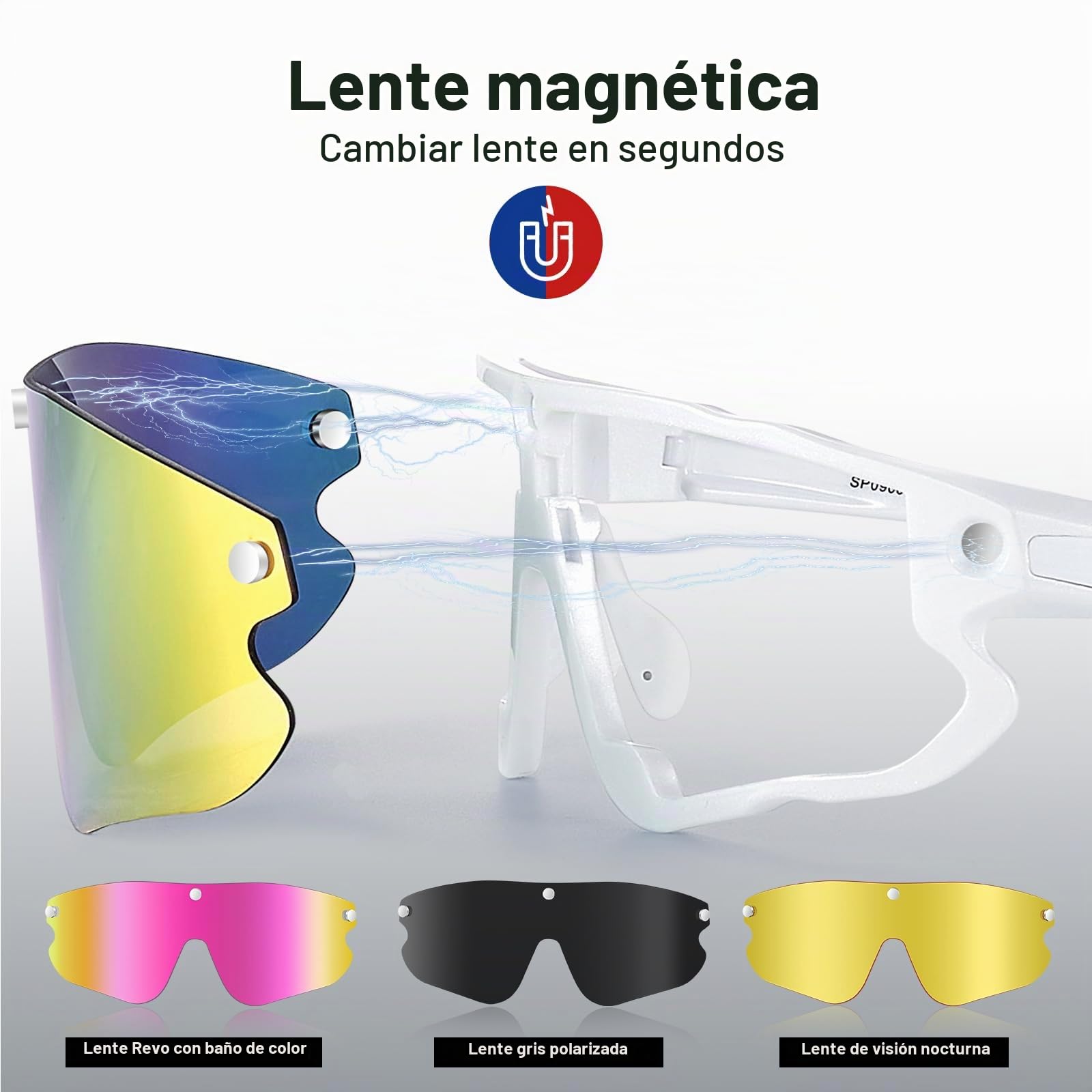 Odoland Gafas de Sol Deportivas Magnéticas Gafas de Sol Polarizadas con Lente Polarizada Reemplazable para Hombres Mujeres Adultos Correr Gafas de Sol Protección UV400