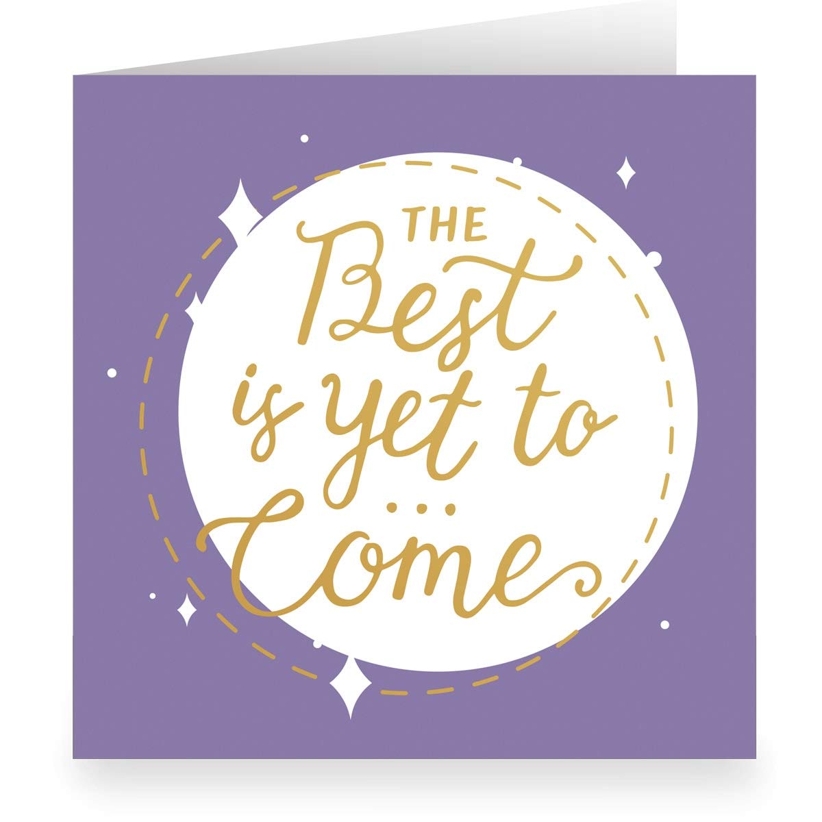 12 x Grafische lila hand lettering Glückwunsch-karte innen weiß (quadratisch 15,5cm + Umschlag): The best is yet to come große XL Karte zur Rente, Geburtstag, Abschluss für Familie, Mitarbeiter