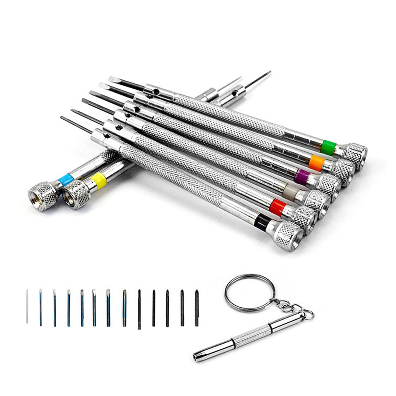 Juego de destornilladores de mango ergonómico, 13 piezas, destornillador ranurado colorido para joyería, relojes, dispositivos en miniatura, fijación de componentes, destornillador de reparación de