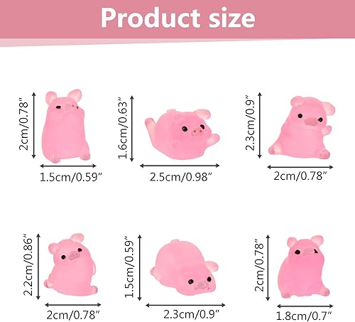 Miniatura 9 de DREMISI 18 piezas de mini cerdos luminosos de resina, decoración de jardín de hadas, paisaje, acuario, decoración de plantas en maceta, adornos que