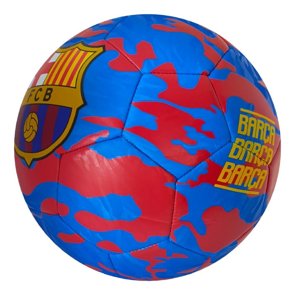 FCB Pallone da calcio con logo, camouflage, taglia 5