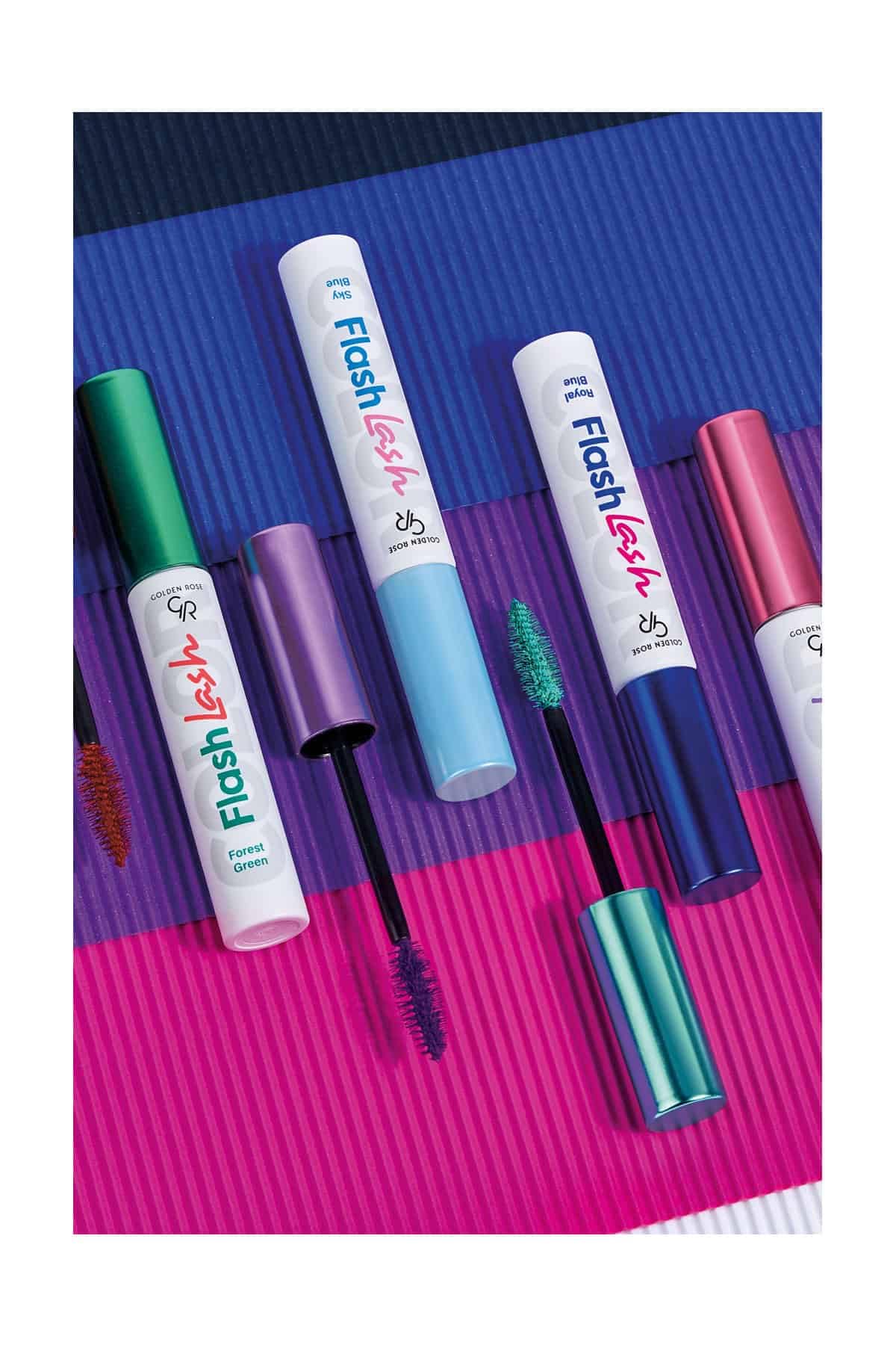 Golden Rose Flash Lash Colored Mascara No: 09 Deep Plum - Renkli Maskara (4 paketi)