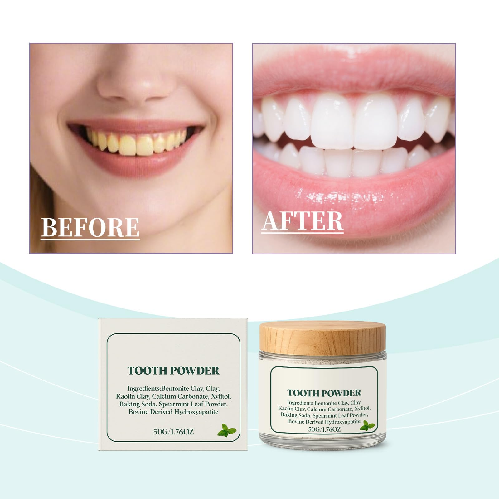 Polvere dentale, sostiene i denti forti e l'alito fresco, sbianca i denti e fornisce un trattamento orale rinfrescante, rimuove le macchie, offre comfort quotidiano per i denti sensibili (6 pezzi)