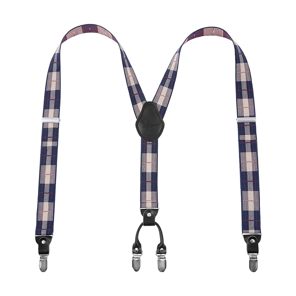 Lafayon Mens Braces Braces For Men 4 Clips Y-Back 3.5cm Wide Heavy Duty Adjustable Elastic Mens Suspenders Durable Suspenders Strong Metal Clips