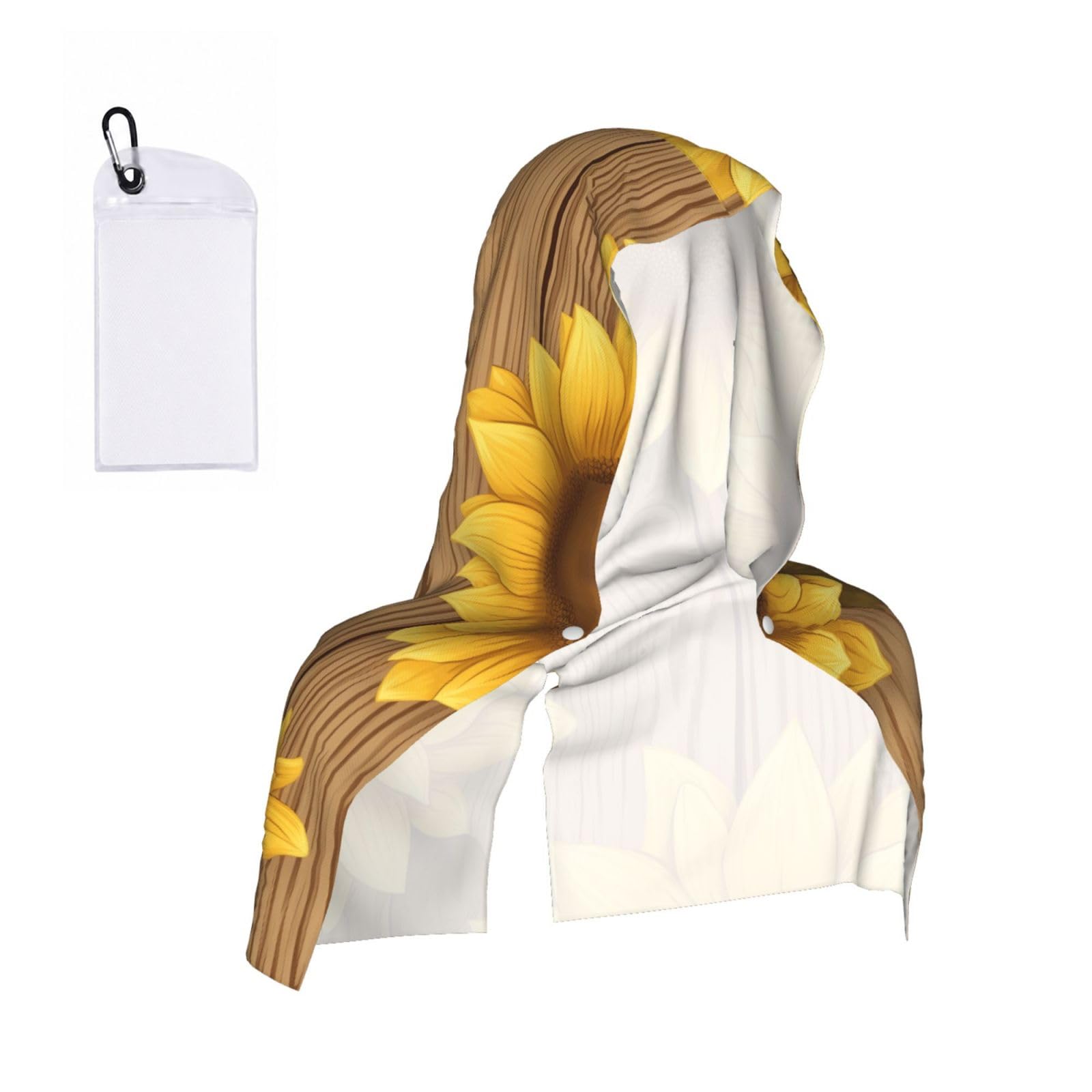 Sunflower Printed Print Cooling Hoodie Towel, Cooling Towels For Neck And Face Sun Protection Instant Cool Hoodie(Sport/Camping/Work Out/Hot Weather)