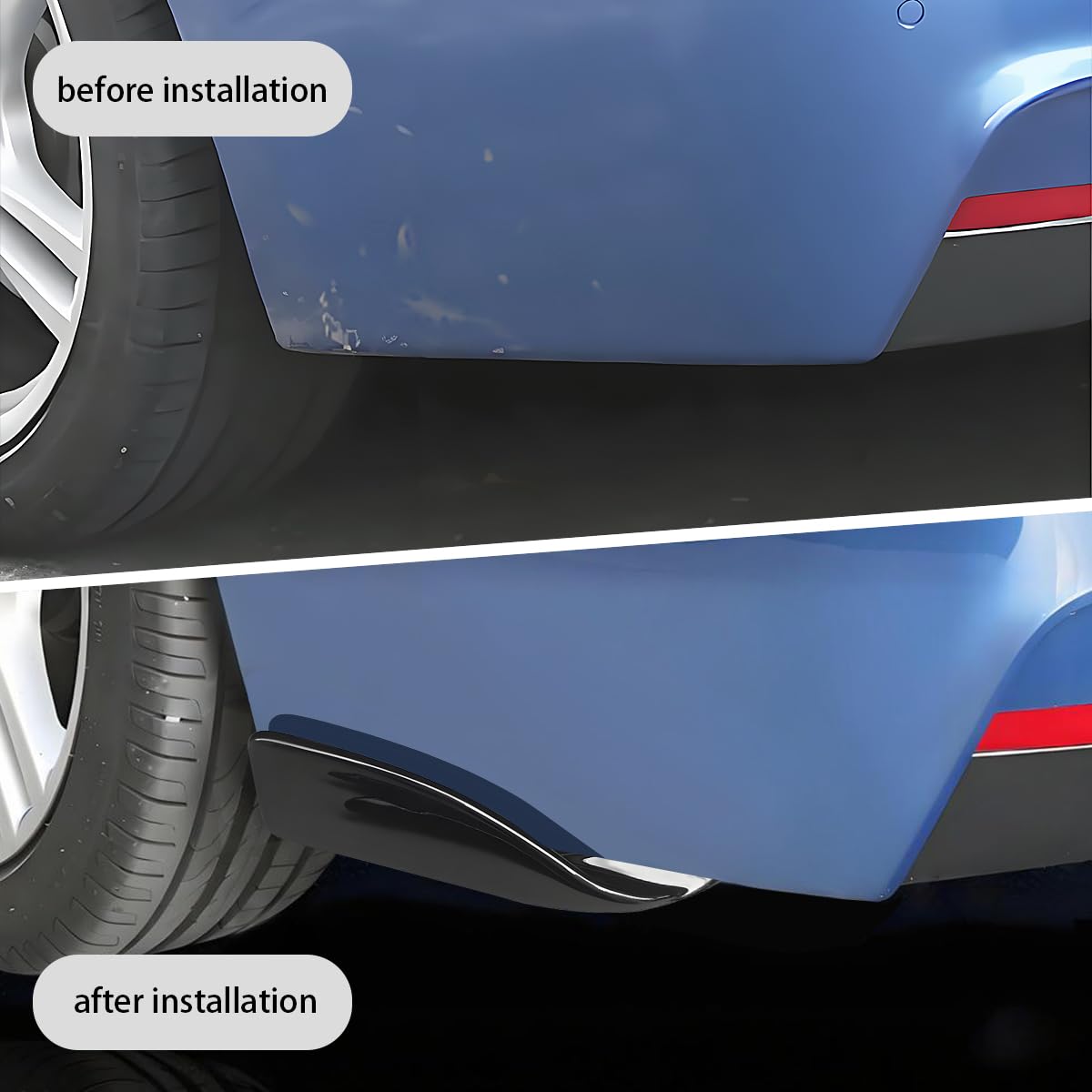 OtpOutopa Universal Rear Diffuser Car Spoiler, Rear Bumper Lip Body Canard Spoilers Black Lip Side Skirt Spoiler Splitter Protector Exterior Decoration Trim Kit Anti-Scratch (10.6inch,Smooth Black)