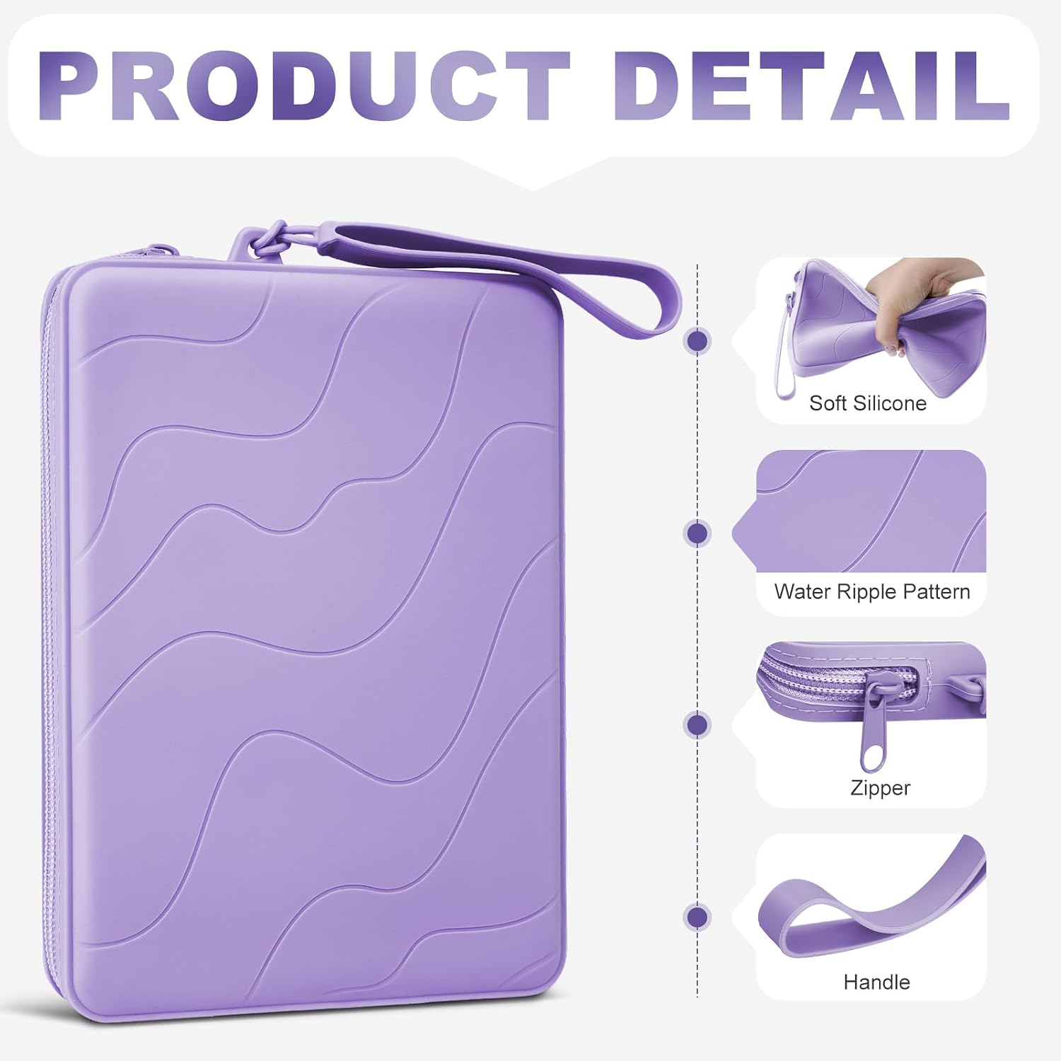Dadanism 6-7 Inch Silicone Clutch for 7" Kindle Paperwhite and Kindle Colorsoft Signature Edition, 6" K-indle, Kobo, Nook E-Reader, Anti-Dust Coating Multi-Purpose Bag for Phone, Wallet, Lilac