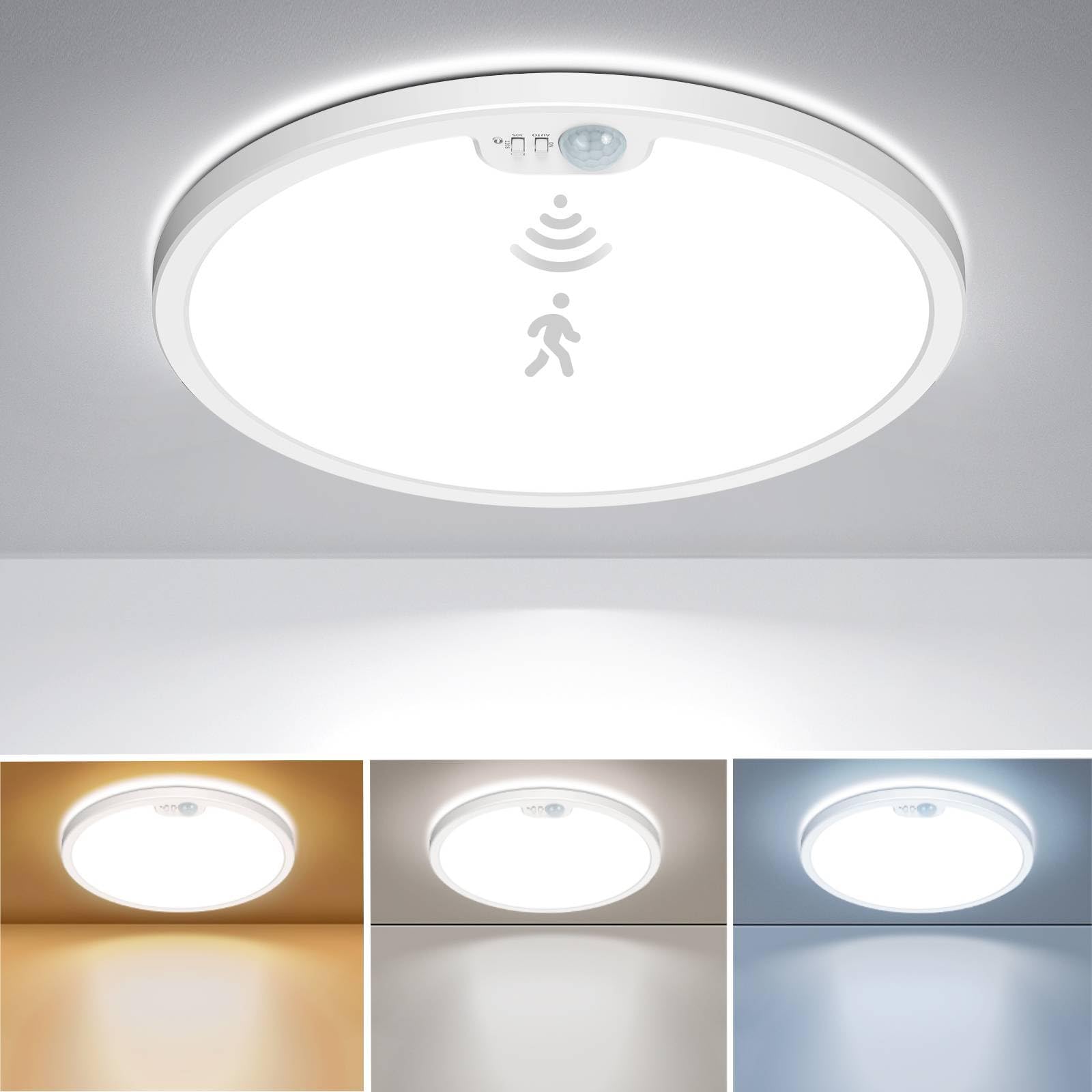 Matane LED Deckenleuchte mit Bewegungsmelder, 24W Deckenlampe Bewegungssensor Innen, Warmweiß/Neutralweiß/Kaltweiß für Schlafzimmer, Flur, Küche, Badzimmer, Balkon, Keller, Garage, Treppe 30cm