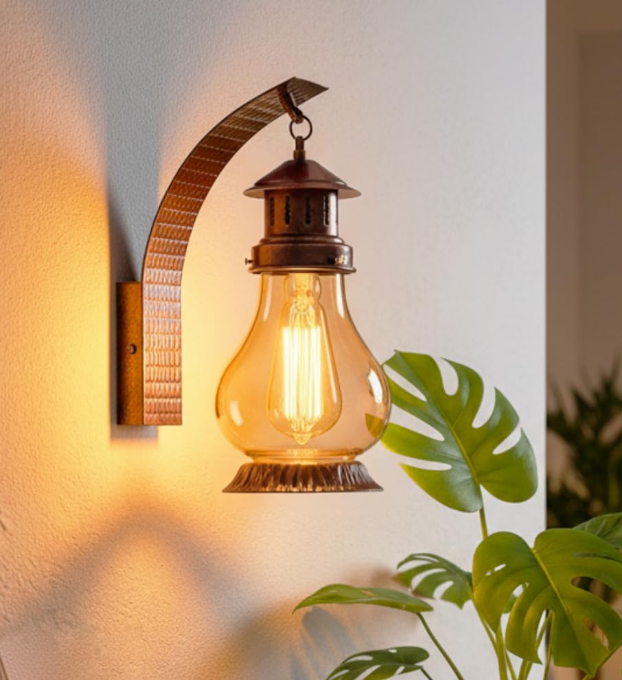 Lyse Decor Glass Decorative Wall Hanging Light for Living Room, Wall Lamp Sconce for Home Decoration (Cherry Lantern)