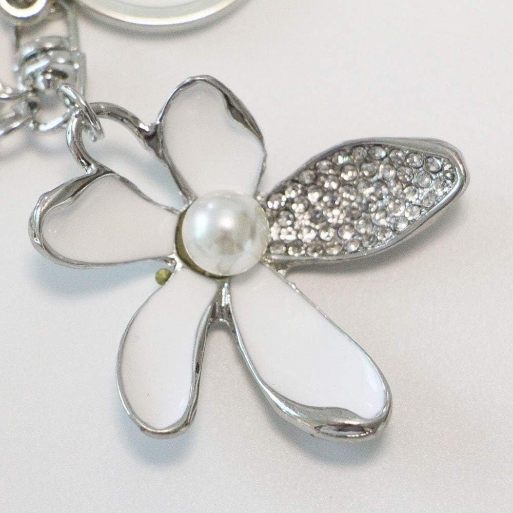 Flower Keychain Rhinestone Tassel Leaf Key Ring Women Wallet Bag Pendant Charms - Image 7