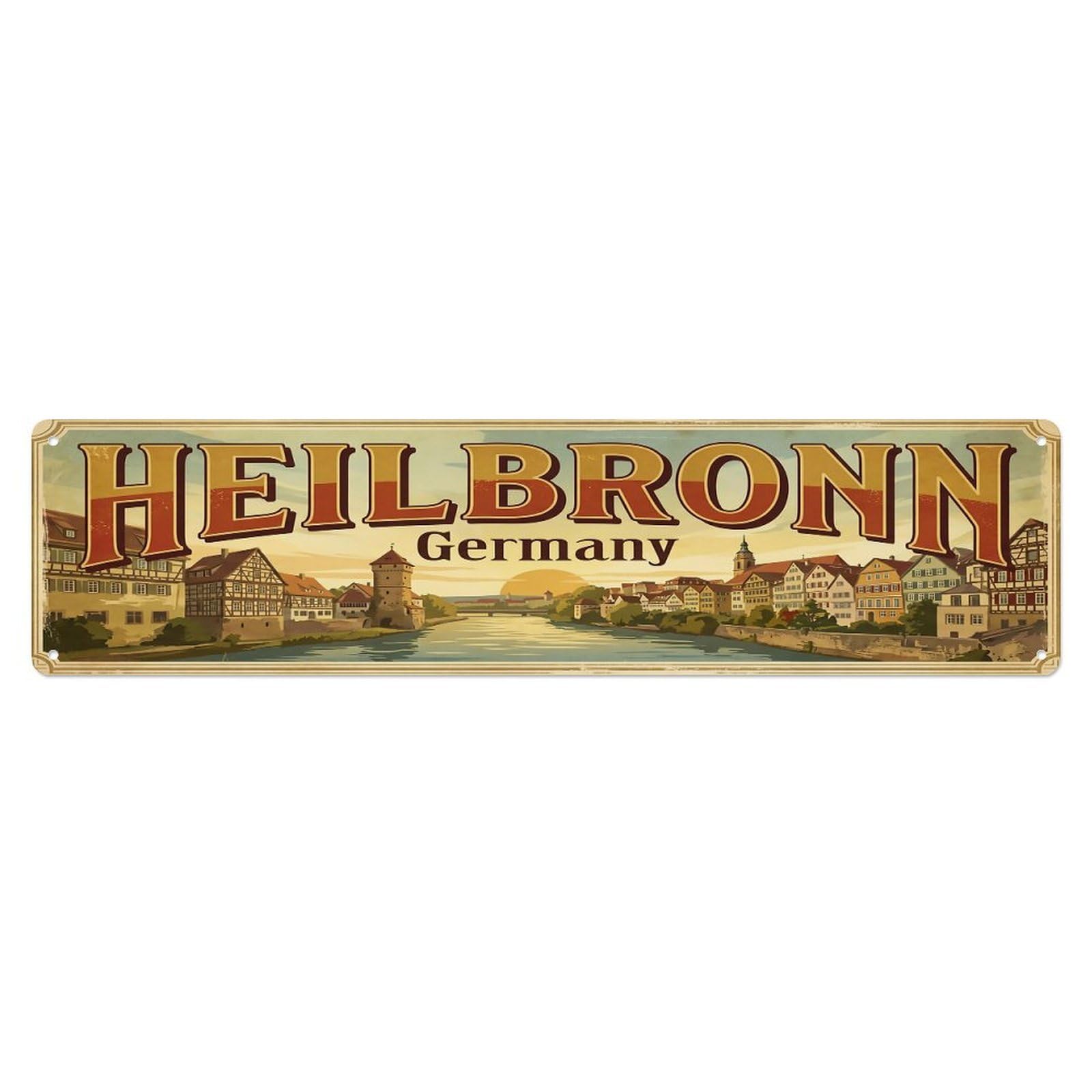 Retro Travel Heilbronn Germany Metal Tin Sign
