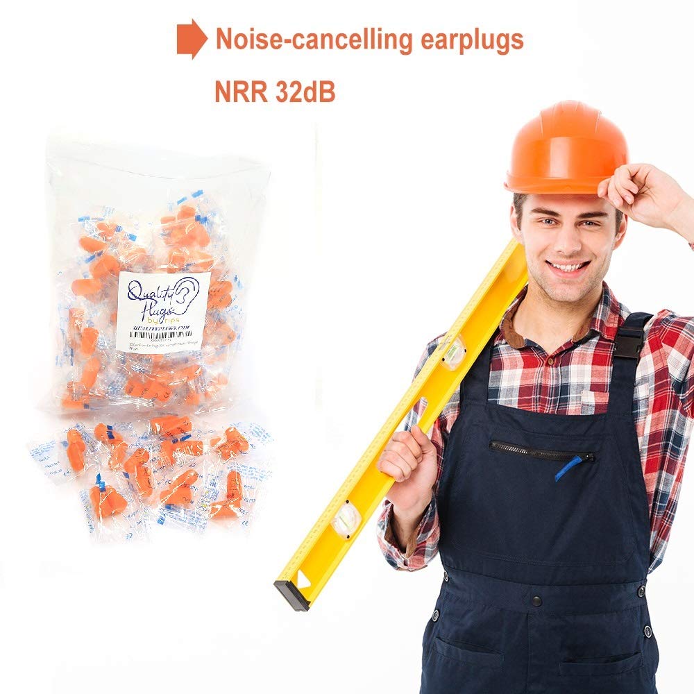 50 pares de tapones de espuma para los oídos de 32 dB suaves para dormir, viajes, música fuerte, concierto, caza, estudio, trabajo, construcción, protección auditiva (naranja)
