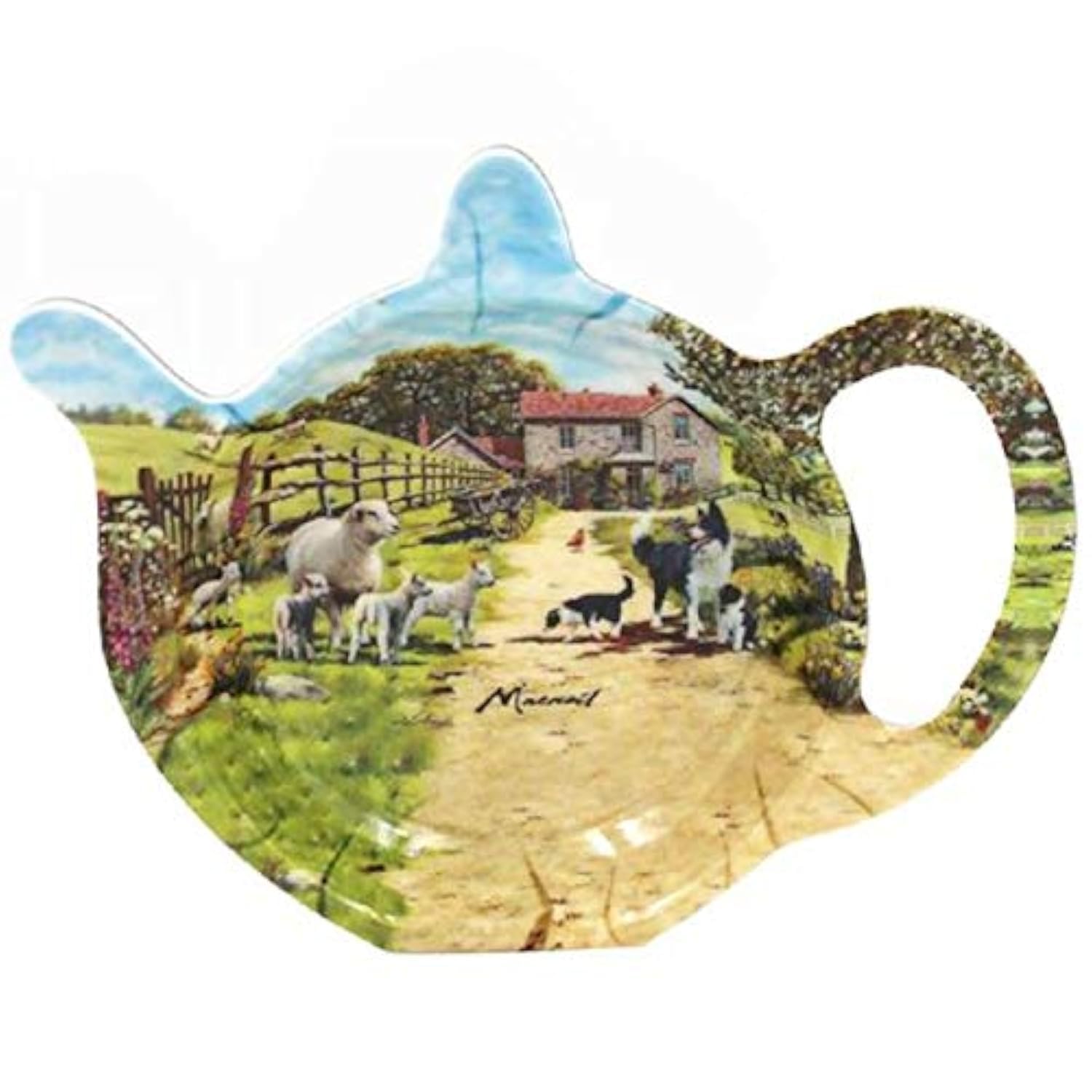 The Leonardo Collection Collie And Sheep Collie Dog And Sheep Farming Scene Melamine Tea Bag Tidy Kitchen Cooking