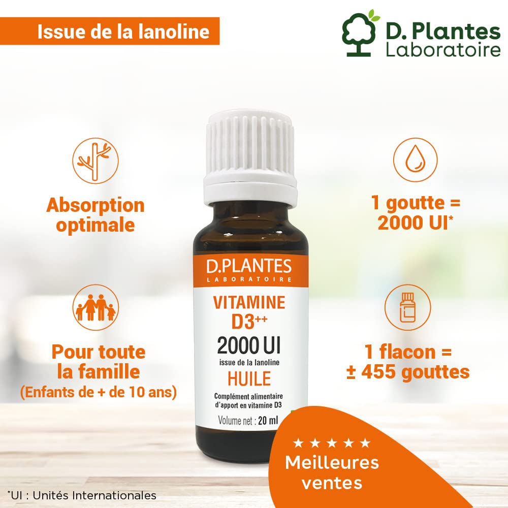 D.Plantes - Vitamine D3++ 2000 UI - Huile - 20ml