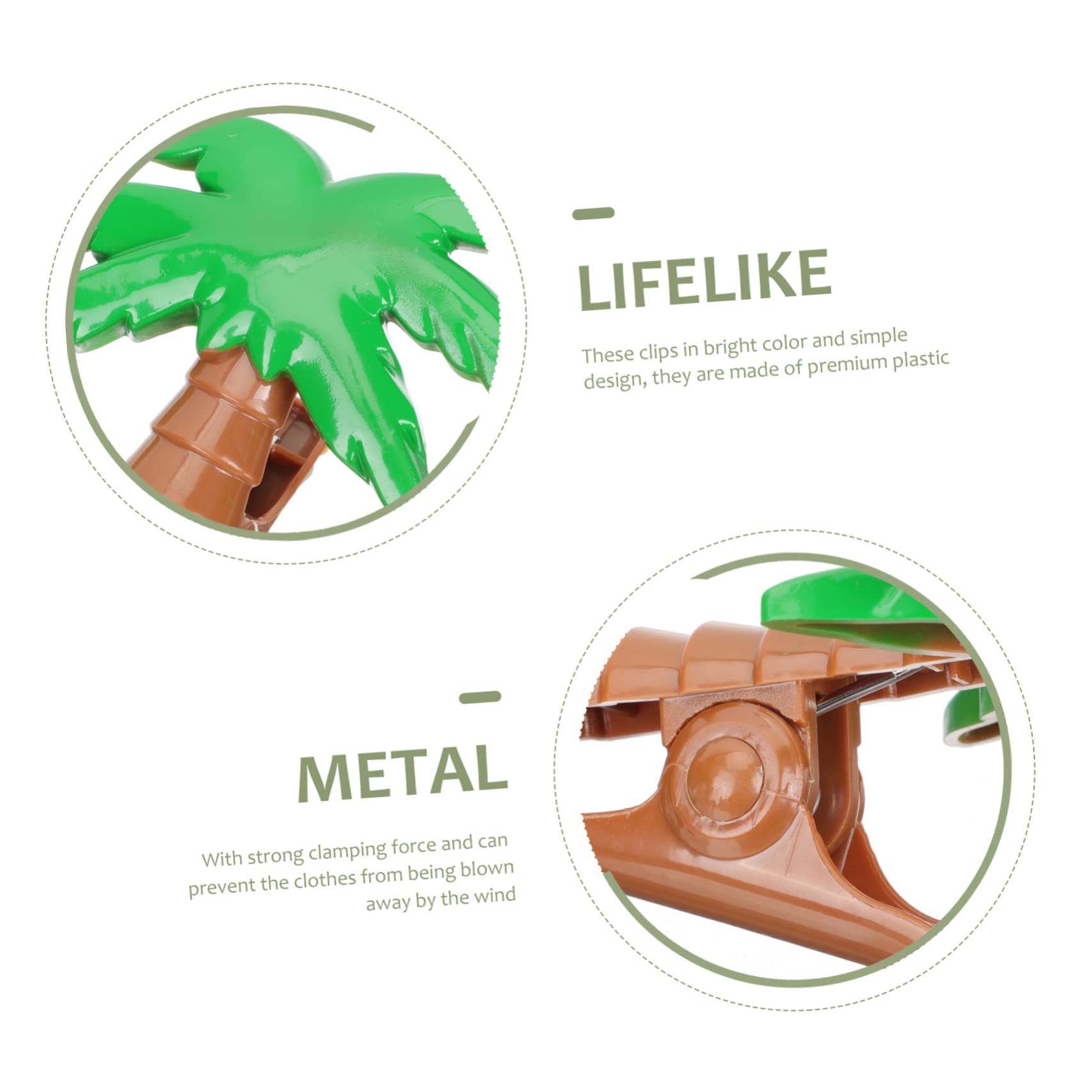 10pièces Clips De Serviette De Plage Forme De Palmier Pinces à Serviette Anti-Vent pour Chaises Longues Accessoires De Piscine Et Plage