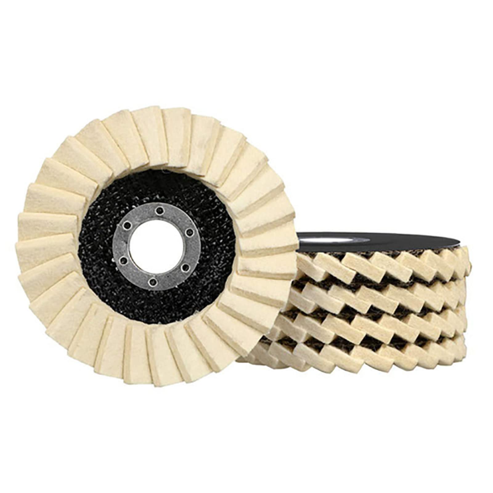Rueda De Pulido Redonda De 5 Uds. De 5 Pulgadas Y 125mm, Almohadillas Pulidoras De Fieltro De Lana De Acero Inoxidable, Disco Amortiguador Para Amoladora Angular
