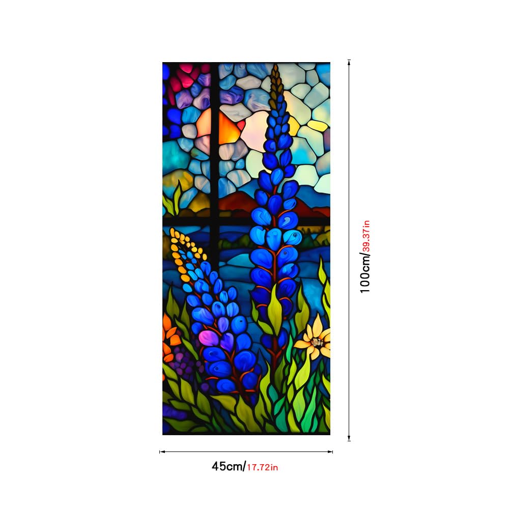 2 Pezzi Pellicole Protettive per Finestre, 45 x 100cm Rimovibili Statiche Pellicola per Vetri Finestre Colorata per Casa, Ufficio, Bagno (stile 7)