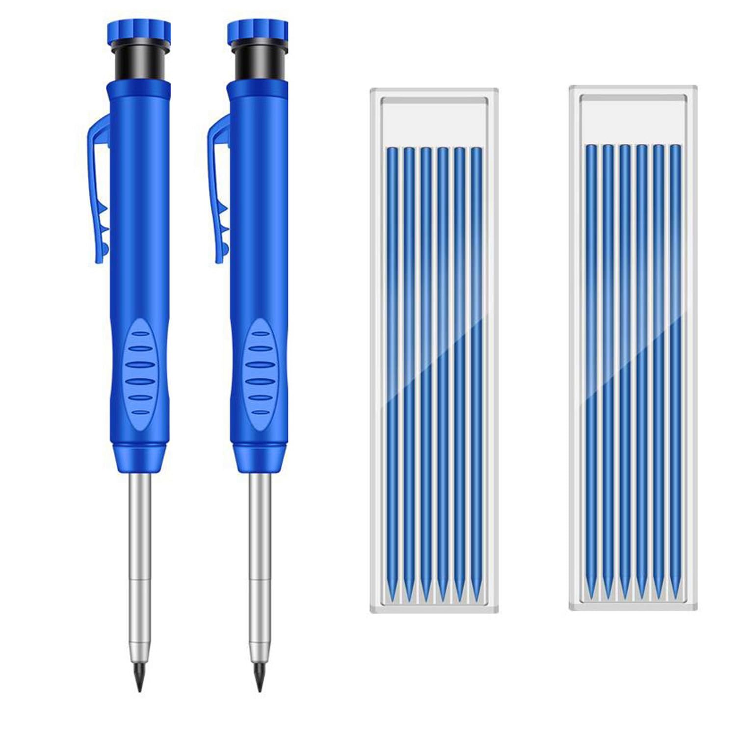 Shmziy Carpenter Mechanical Pencils, Construction Pencils, Deep Hole Woodworking for Marking, Scribering, Drawing (Blue)