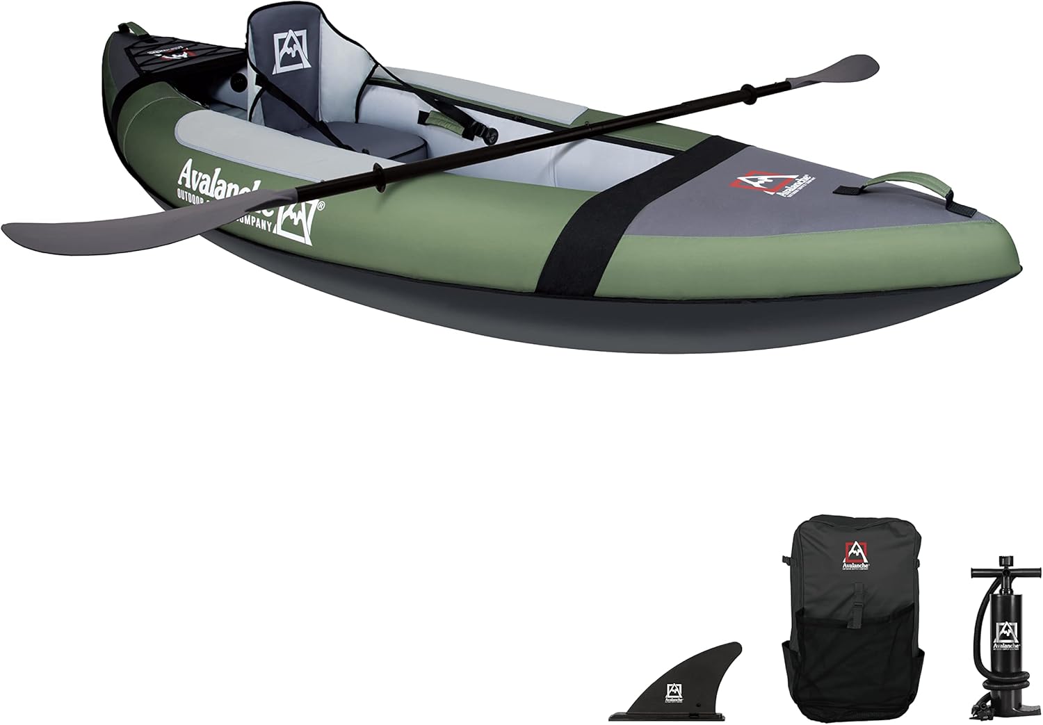 Avalanche 1-Person Voyager Inflatable Kayak Set, Includes Pump, Fin, Carry Bag, Kayak Seat, Paddle & Repair Kit (1-Person) Avalanche 1-Person Voyager Inflatable Kayak Set, Includes Pump, Fin, Carry Bag, Kayak Seat, Paddle & Repair Kit (1-Person)