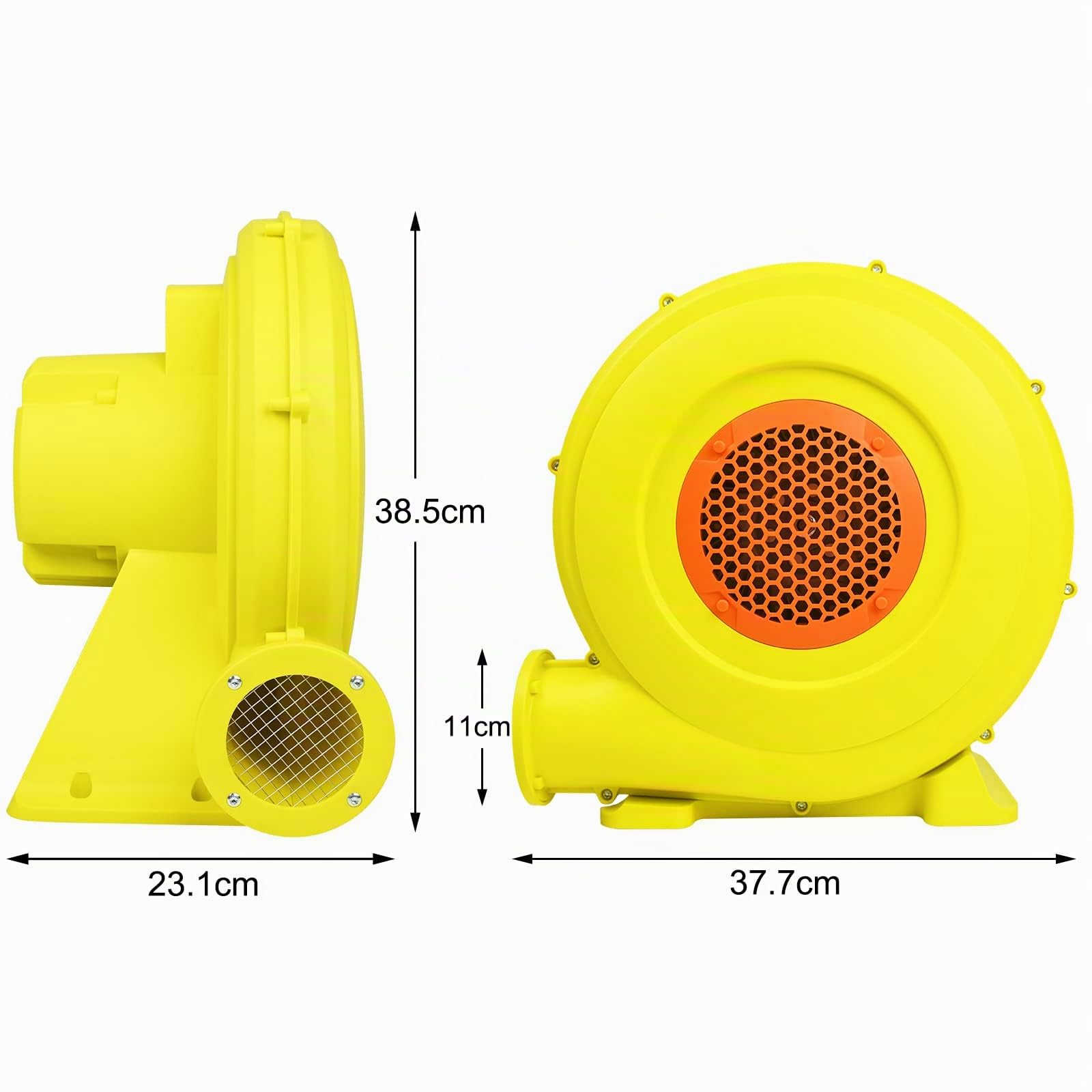 Froadp Ventilateur d'air portable Pompe gonflable électrique 2100Pa Faible Bruit Souffleur jeu gonflable Jaune+Orange