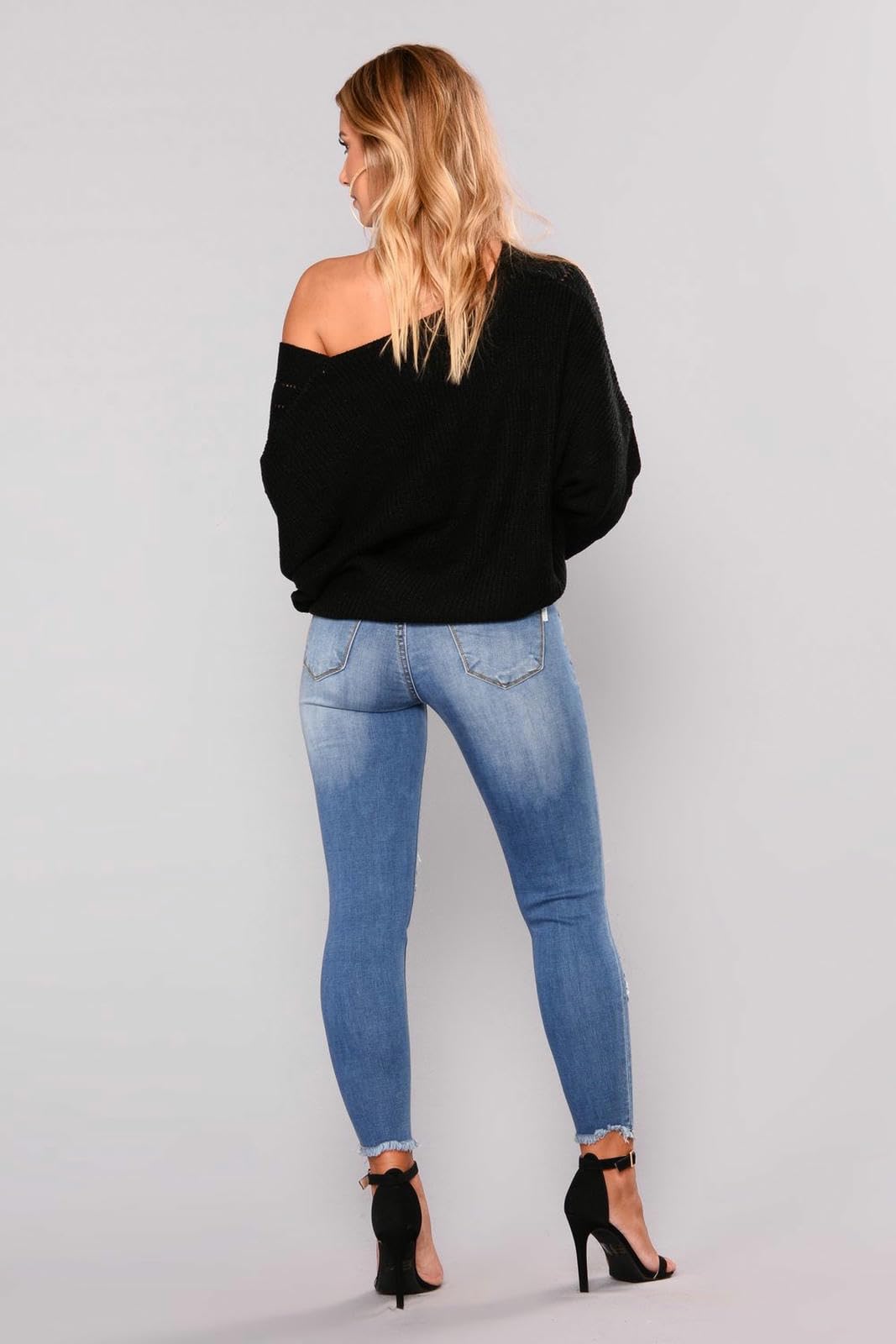Jeans da Donna Summer High Elastic Nine Punti Strappato Donne Skinny Streat Hip Lufting Fashion Jeans-Azzurro-s