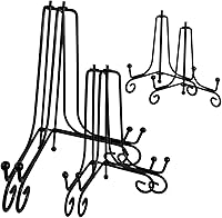 HENABLE 6PCS Black Iron Plate Stands 4/6/8 Inch - Decorative Metal Display Easels for Plates, Frames, Books, Art & Plaques