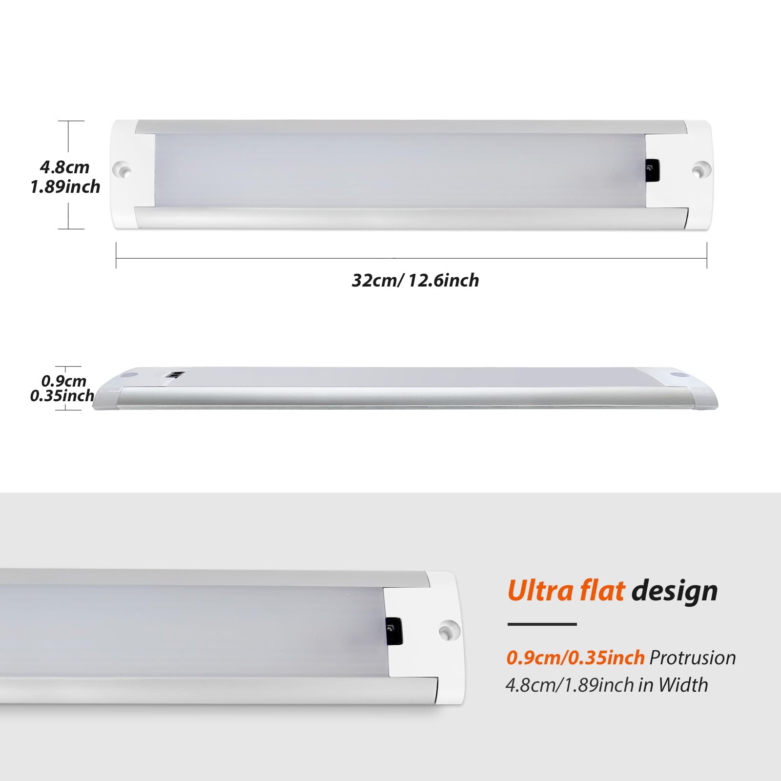Dream Lighting Under Cabinet Lighting LED 12V with Motion Sensor Dimmable Indoor Lighting for Camper Caravan RV Boat Indoor Light LED Warm White 3000K 32CM Light Bar 8W 490LM