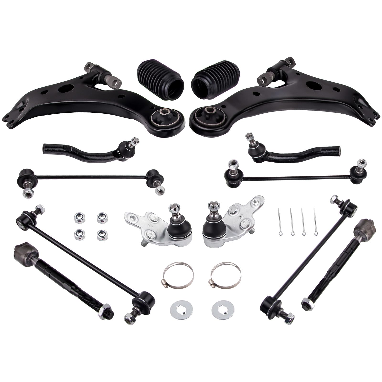 maXpeedingrods 14Pcs Front Lower Control Arm for Toyota Camry 2007-2011 Suspension Kit with Ball Joints Sway Bar End Links Tie Rod End Link Boots