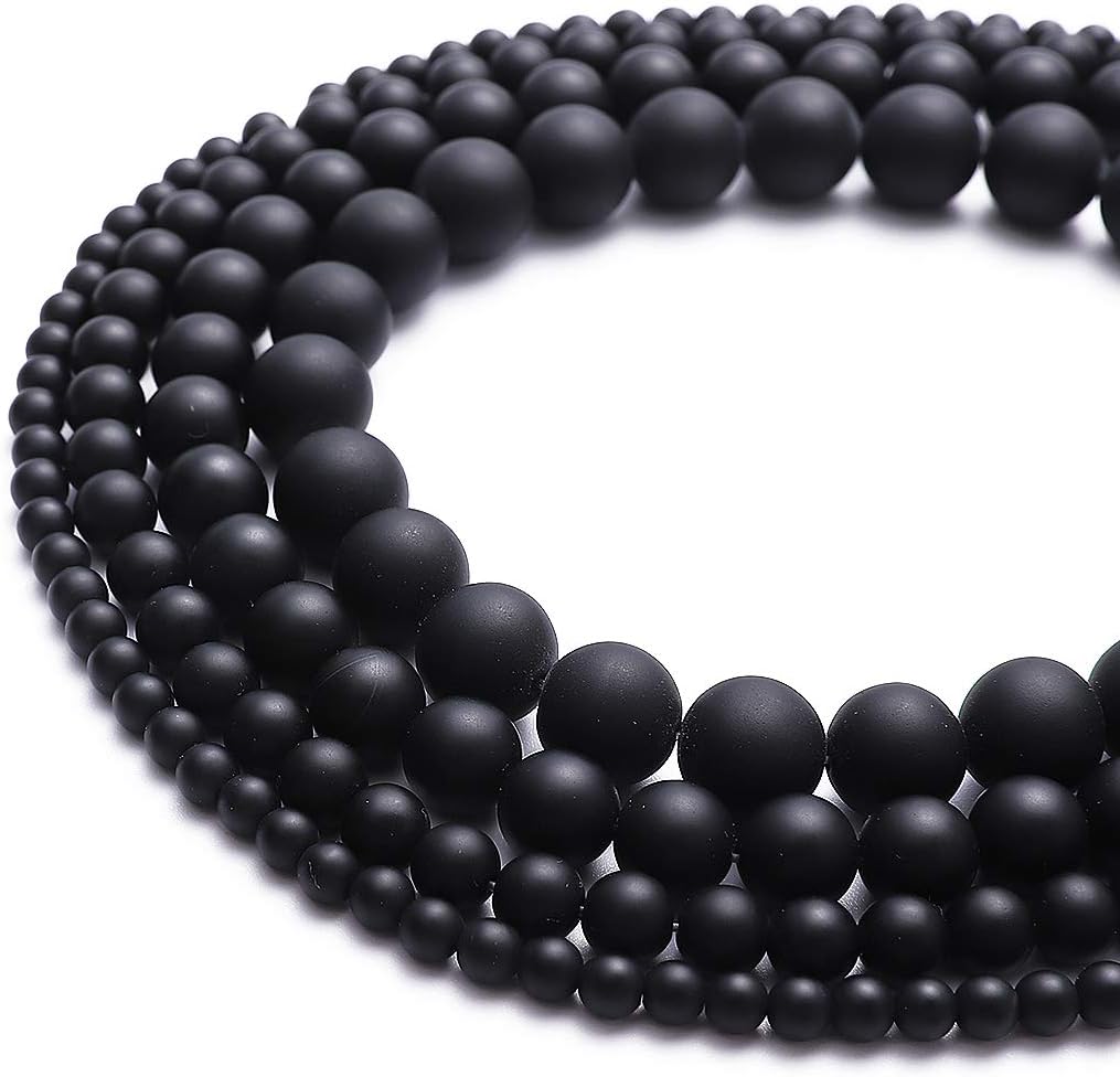 Matte Black Onyx Natural Stone Round Loose Semi Gemstone Beads for Jewelry Making 12MM 32PCS - Image 4