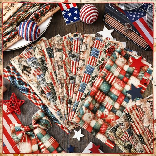 Ganeen-60-Pcs-10-x-10-Inch-Vintage-Patriotic-Quilting-Fabric-Squares-Memorial-Day-American-Flag-Fabric-Bundle-Retro-4th-of-July-Fat-Patchwork-Precut-Stripes-for-Handmade-Material-Sewing-DIY-Crafts Ganeen 60 Pcs 10 x 10 Inch Vintage Patriotic Quilting Fabric Squares Memorial Day American Flag Fabric Bundle Retro 4th of July Fat Patchwork Precut Stripes for Handmade Material Sewing DIY Crafts