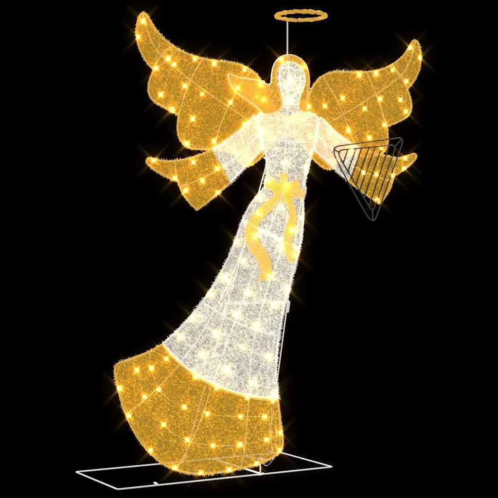 Ángel iluminado de poliéster, blanco cálido, 116 x 29 x 158,5 cm, USB, 8 modos, diseño 2D para interior y exterior, decoración de árbol de Navidad para salón e invierno