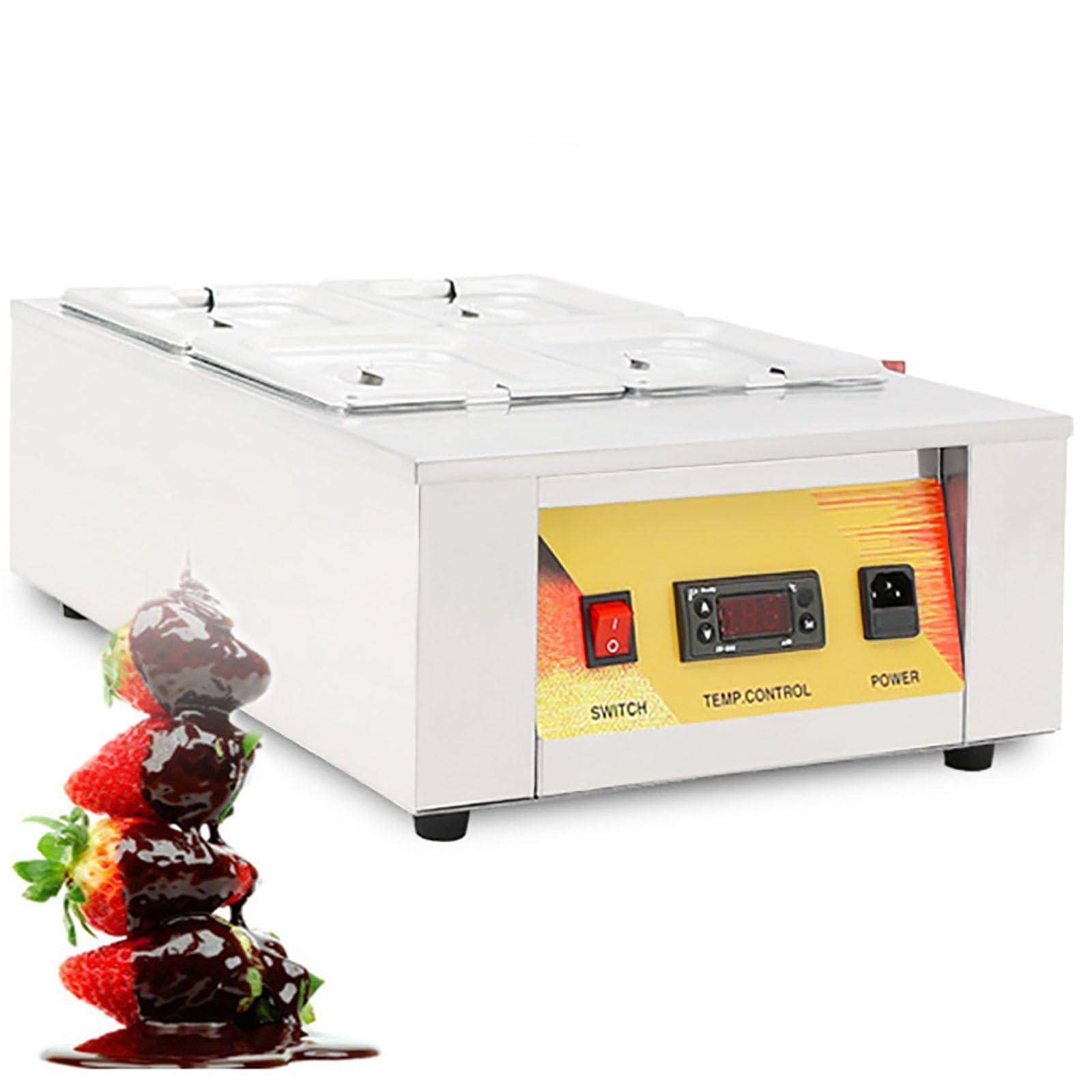 Commercial Chocolate Melting Pot Warmer Electric Chocolate Warmer Boiler Chocolate Cheese Melting Pot Tempering Machine Four Cylinders