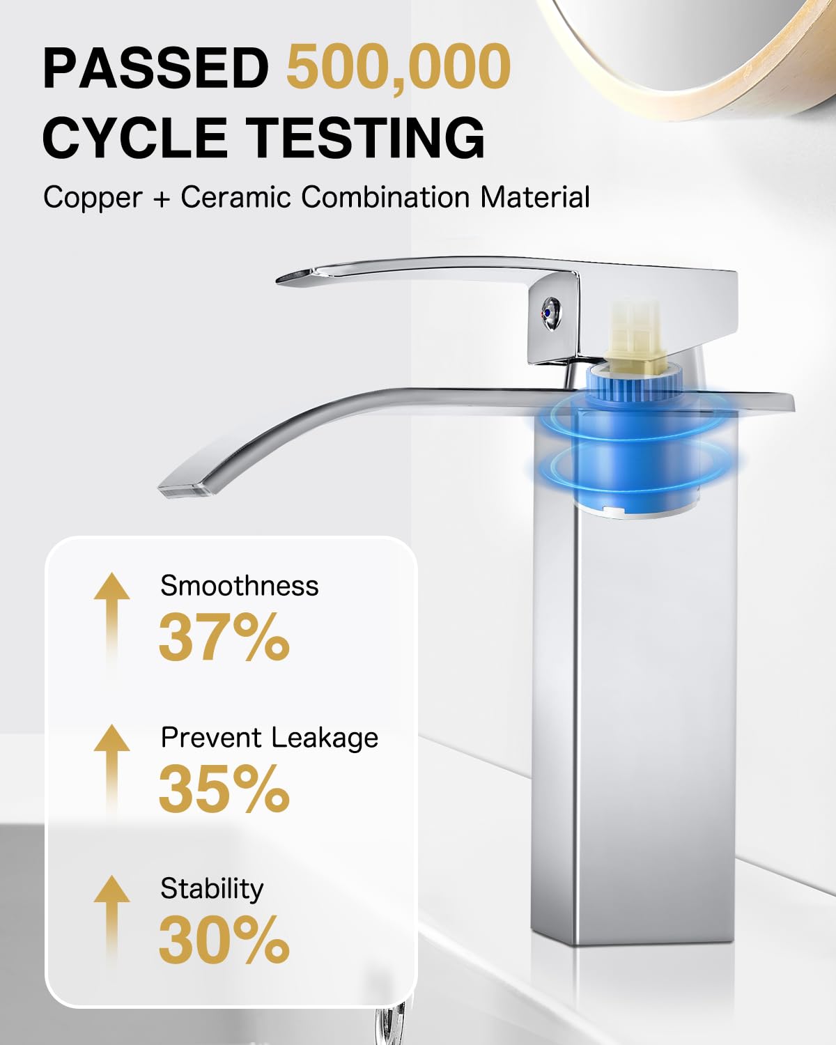 kisimixer Mitigeur Lavabo Cascade avec Bec Hauteur 10cm, Robinet Lavabo Salle de Bain Moderne, Mitigeur Monocommande Lavabo Eau Chaude et Froide Disponible (sans Bonde, sans Tirette de Vidage) Chromé