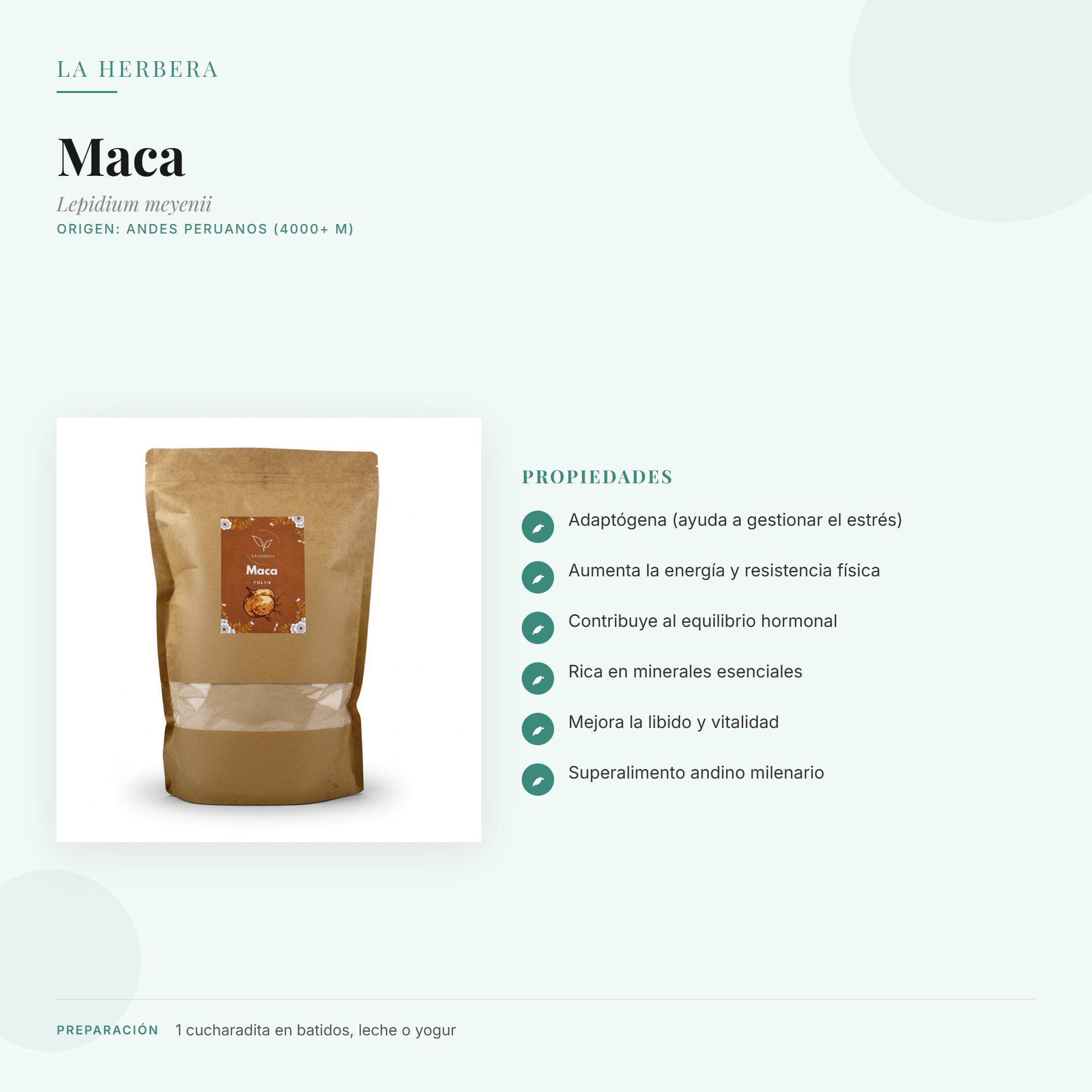 Maca (Lepidium meyenii) getrocknet lose 1000 g – für Kräutertees, 100% natürlich, ohne Zusätze – La Herbera