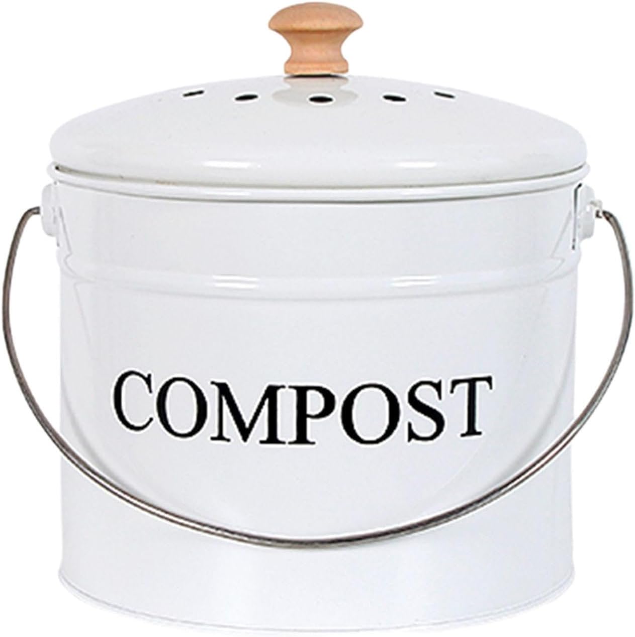 Indoor Compost Pail for Food Waste, Easy Clean Dustbin with Filter, Black