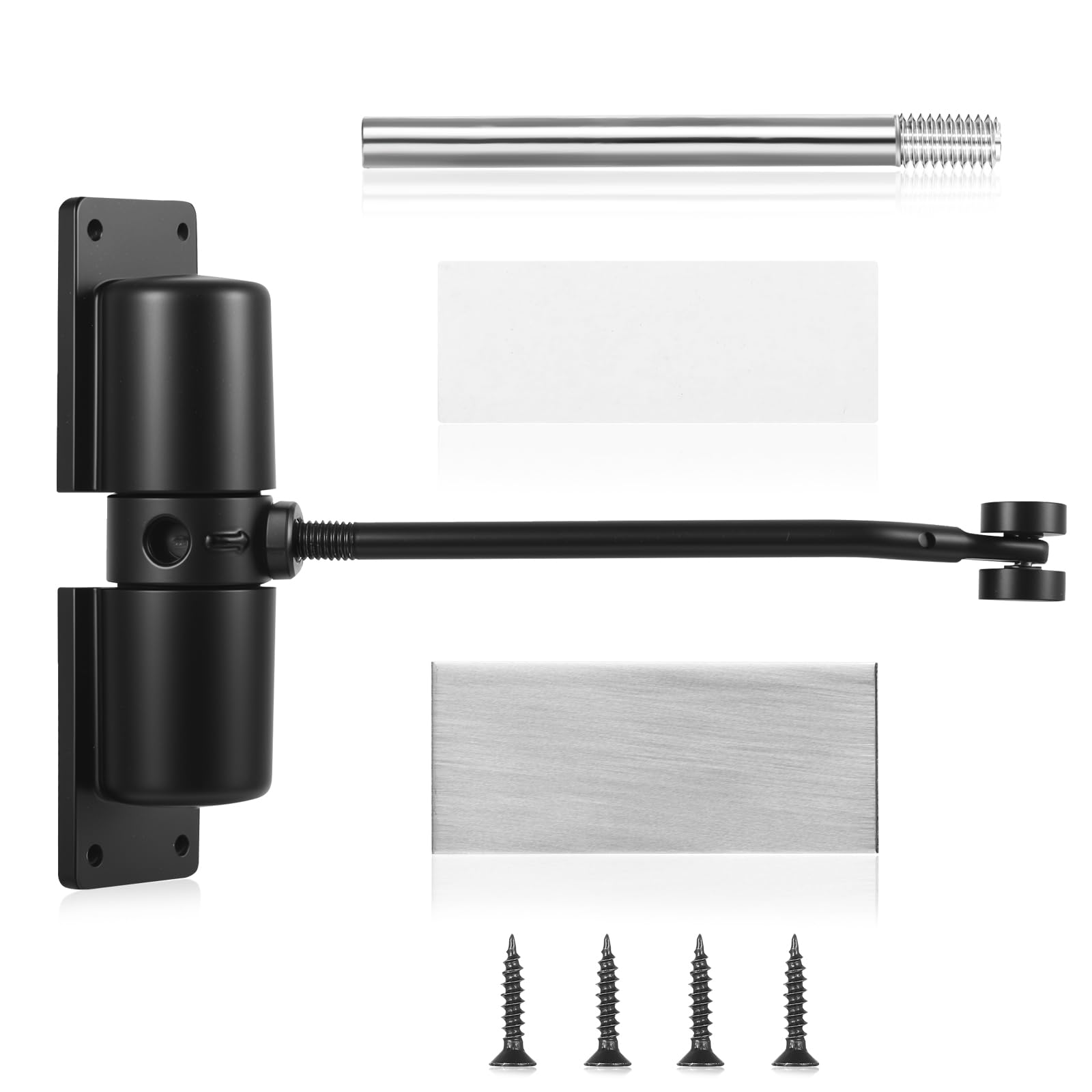 Automatic Door Closers for Interior Doors, Adjustable Hydraulic Spring Door Closers, Spring Loaded Safety Self Closing Gate Hinges Stoppers for Commercial & Home, with Adjusting Rod and Screws