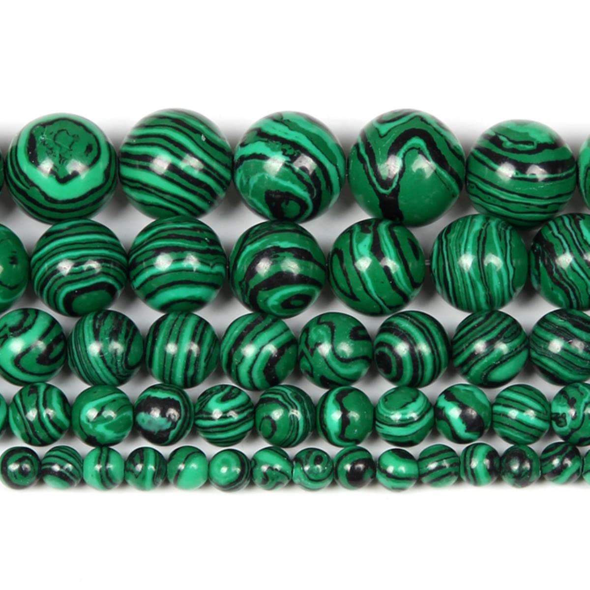 FANGQUN Perline rotonde in malachite verde per bracciali, fatte a