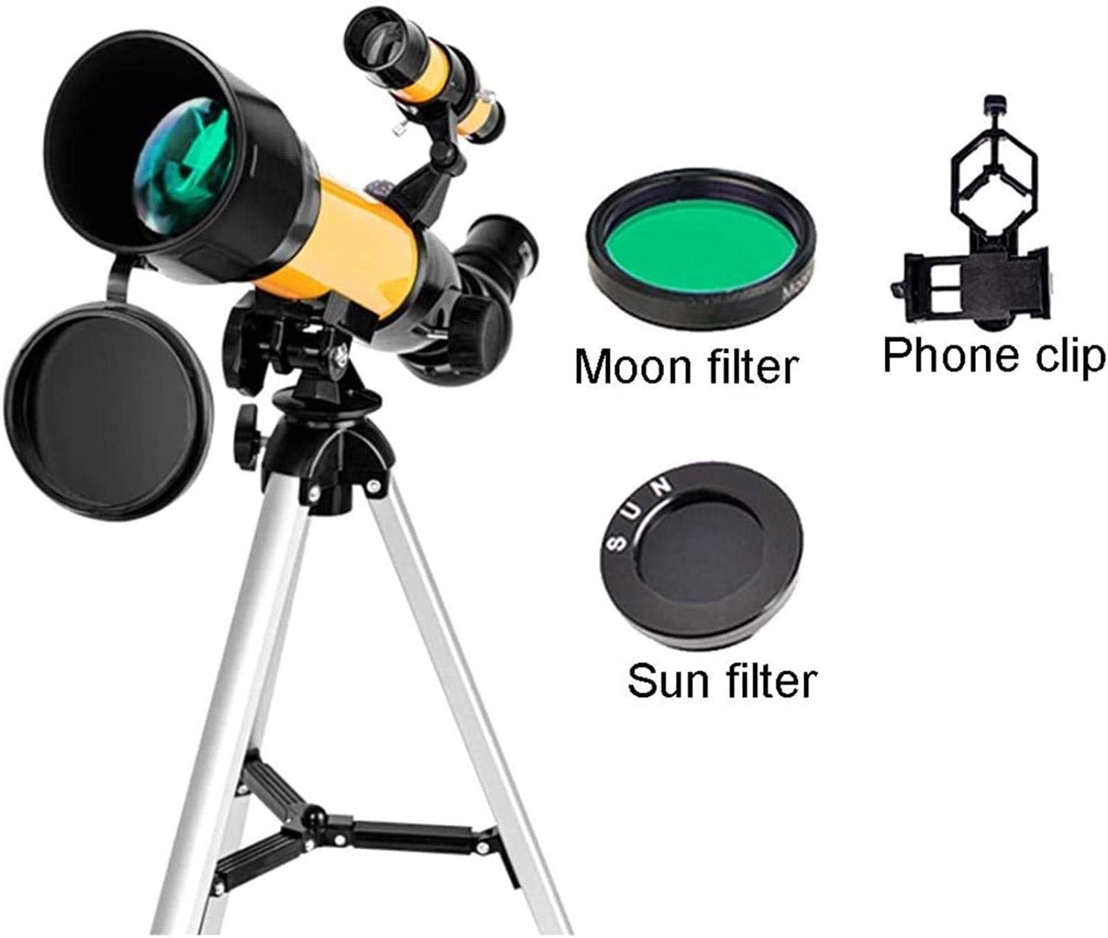 Teleskop dla początkujących dzieci, astronomiczny teleskop podróżny, teleskop refraktorowy 70 mm, świetny prezent astronomiczny dla dzieci do odkrywania przestrzeni księżycowej, pakiet 1, do użytku