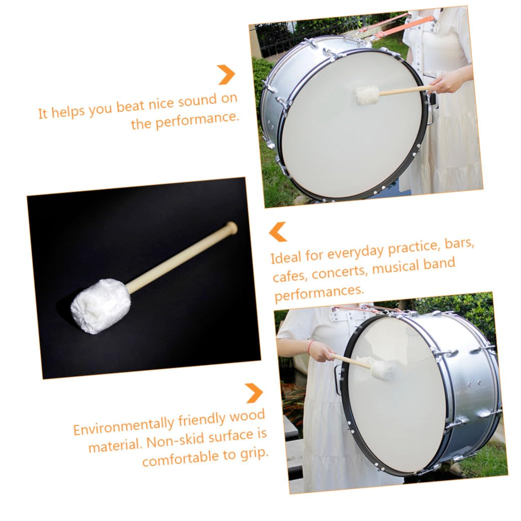 VANZACK Baqueta Para Bombo Con Mango De Madera y Cabeza De Fieltro white, Juego De Mazos De Batería Para Instrumentos De Percusión Profesionales y Estudiantes
