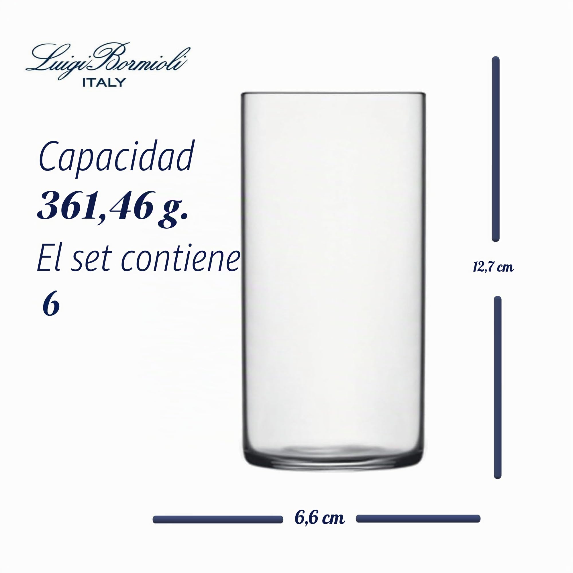 Luigi Bormioli Topclass Vasos de 12 onzas, Vidrio, Transparente