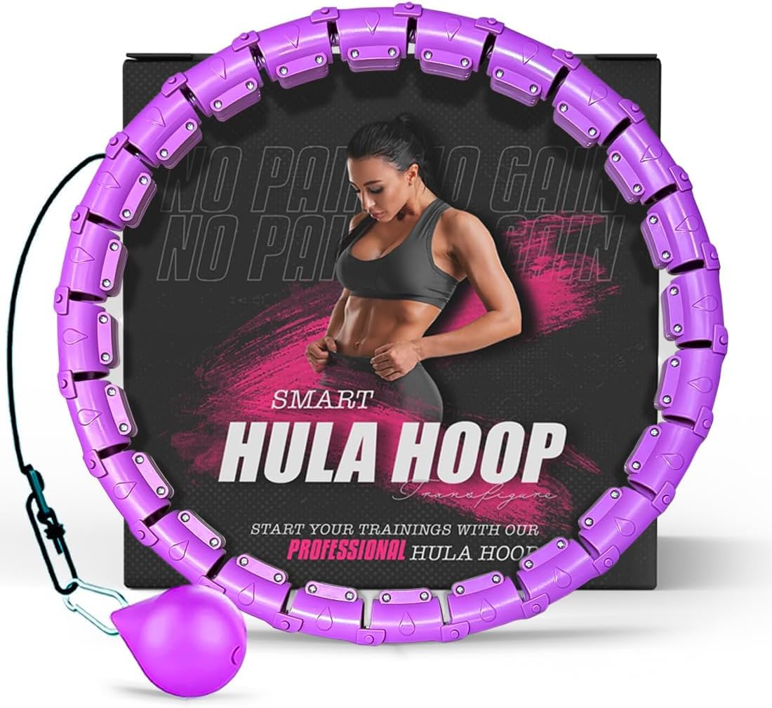 Hula Hoop Reifen Erwachsene Abnehmen und Massage, hulahuppreif zum abnehmen trainiert Hüfte, Beine, Po, hoopie der nie Herunterfällt, Hula Hoop mit Gewicht Kugel inkl