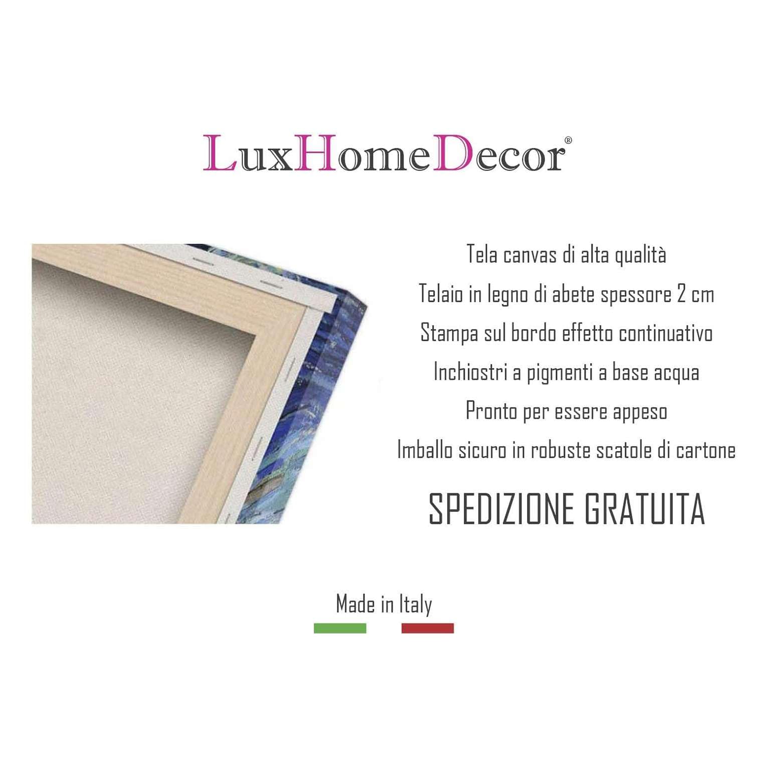 LuxHomeDecor Set di 4 Quadri 30x30 cm - Stampa su Tela con Telaio in Legno - Mare e Spiaggia con Conchiglie, Stelle Marine e Paesaggi Marini Rilassanti
