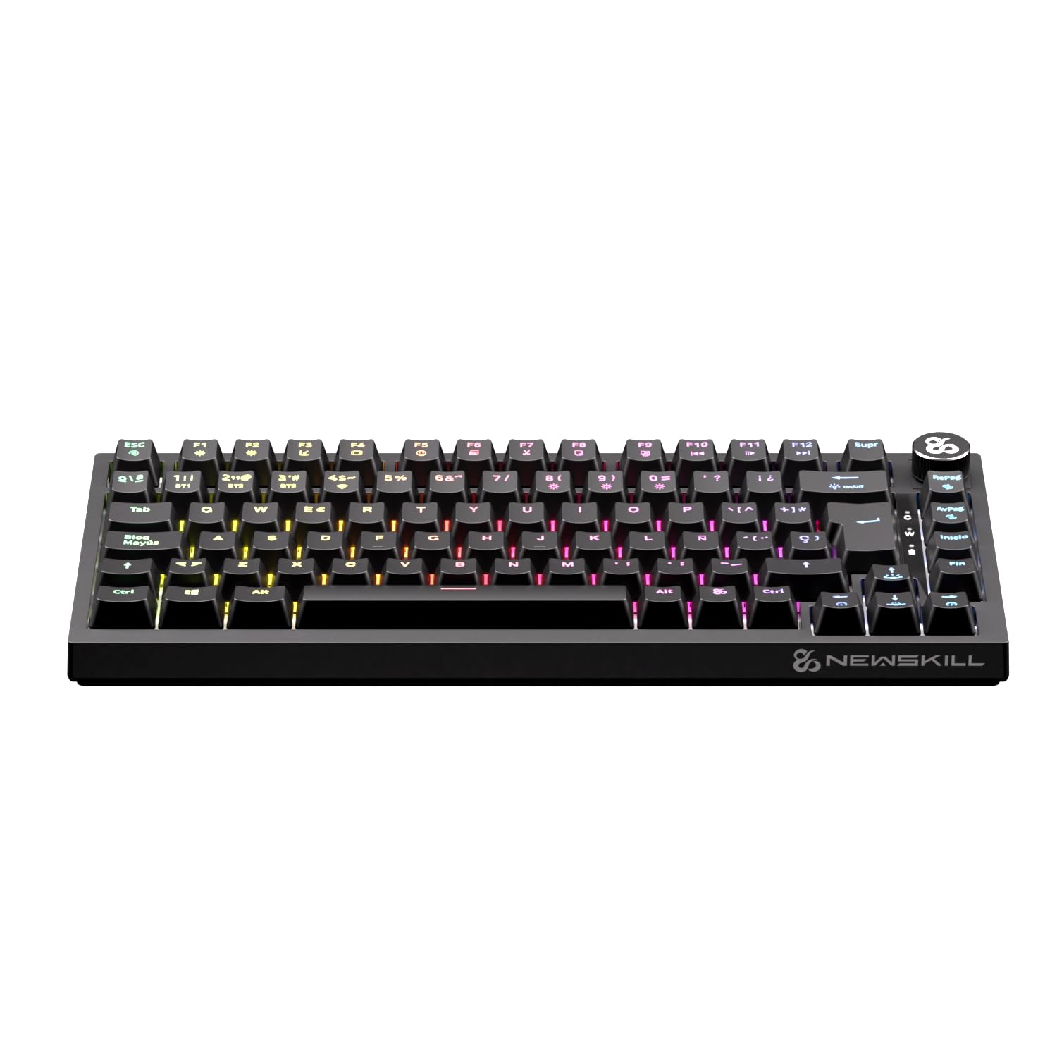 NEWSKILL Pyros Pro Teclado Gaming 75% RGB inalámbrico/Bluetooth/Cable Outemu Red Hotswap - Color Negro