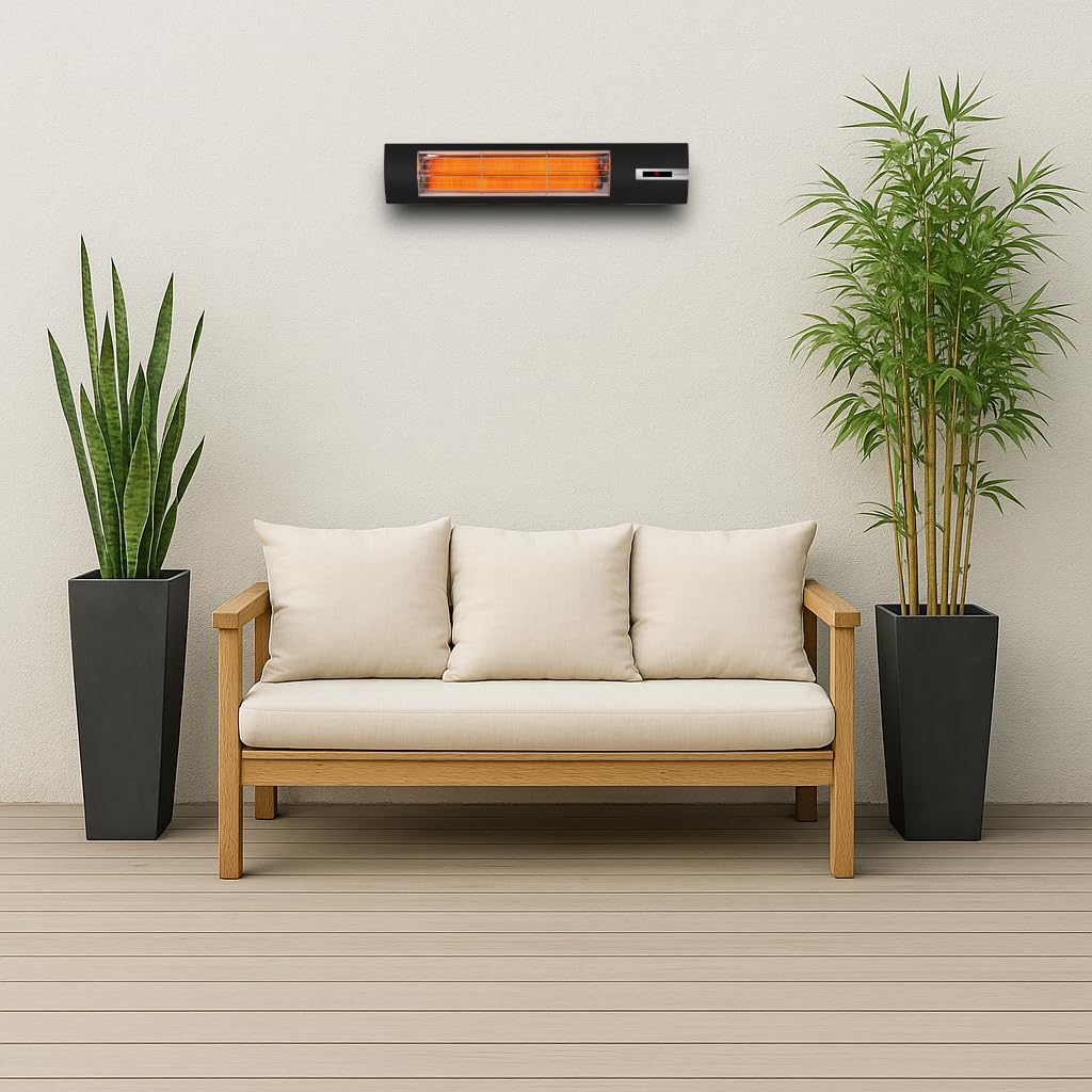 VEITO Space S – Infrarot Heizstrahler, Terassenstrahler, 3 Heizstufen, Fernbedienung, WLAN Zugang über veito smart, IP44, Sandbestrahlter 304'er Edelstahl Body.