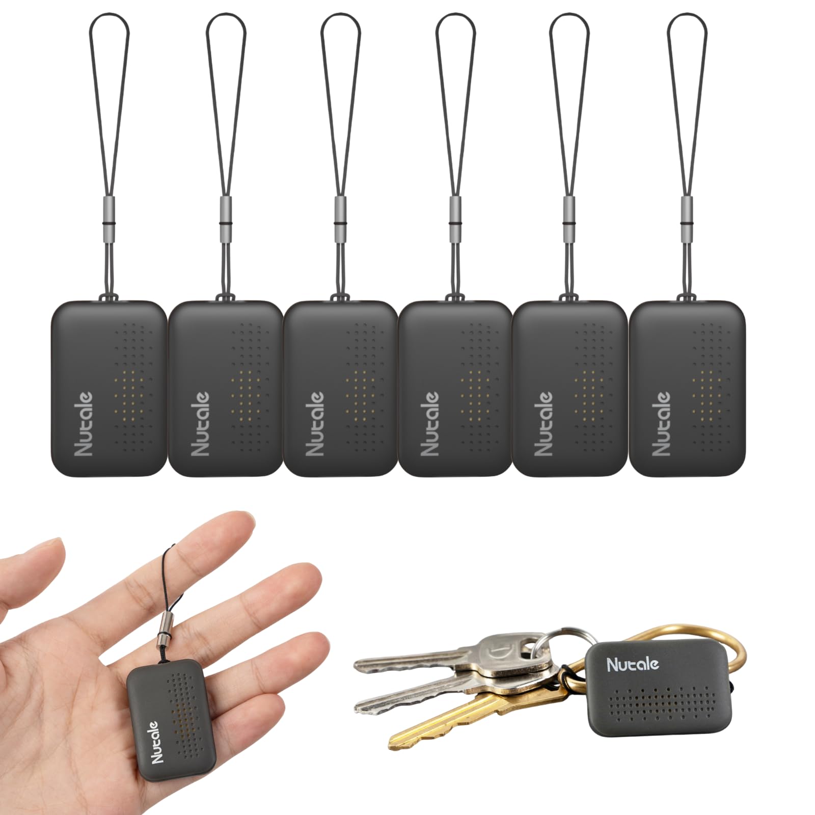 Nutale Mini Key Finder Tag, Bluetooth Tracker Item Locator with Key Chain for Keys Pet Wallets or Backpacks and Tablets Batteries Included (6 Coffee)